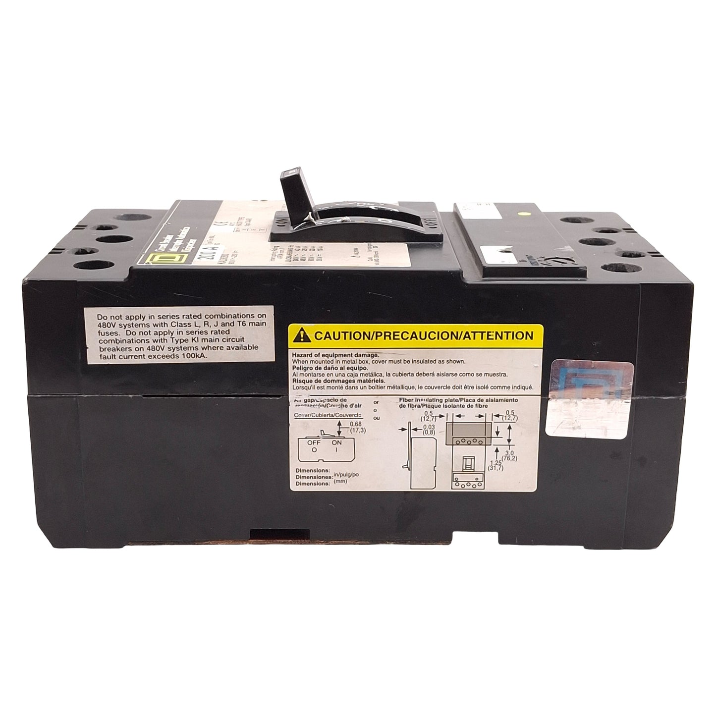 Used Square D KAL36200 Molded Case Circuit Breaker, 200A, 600VAC/250VDC *Terminals*