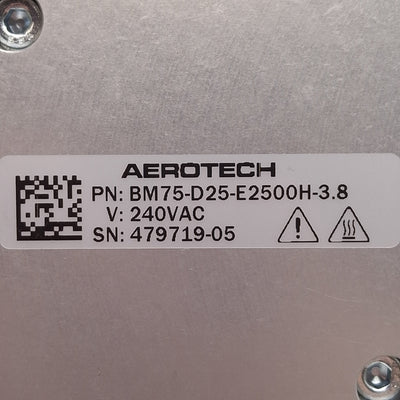 Used Aerotech BM75-D25-E2500H-3.8 Servo Motor, 192W, 240VAC, ø1/4in Shaft, NEMA 23