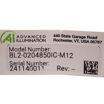Used AI BL2-0204850IC-M12 Machine Vision Light, Inline Controller, IR 850nm 2x4in M12
