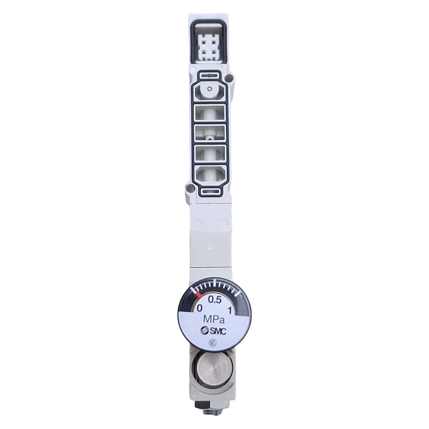 Used SMC SY30M-06-P-3 Solenoid Valve Regulator Module w/ 0-1MPa Gauge, 0.1-0.7MPa