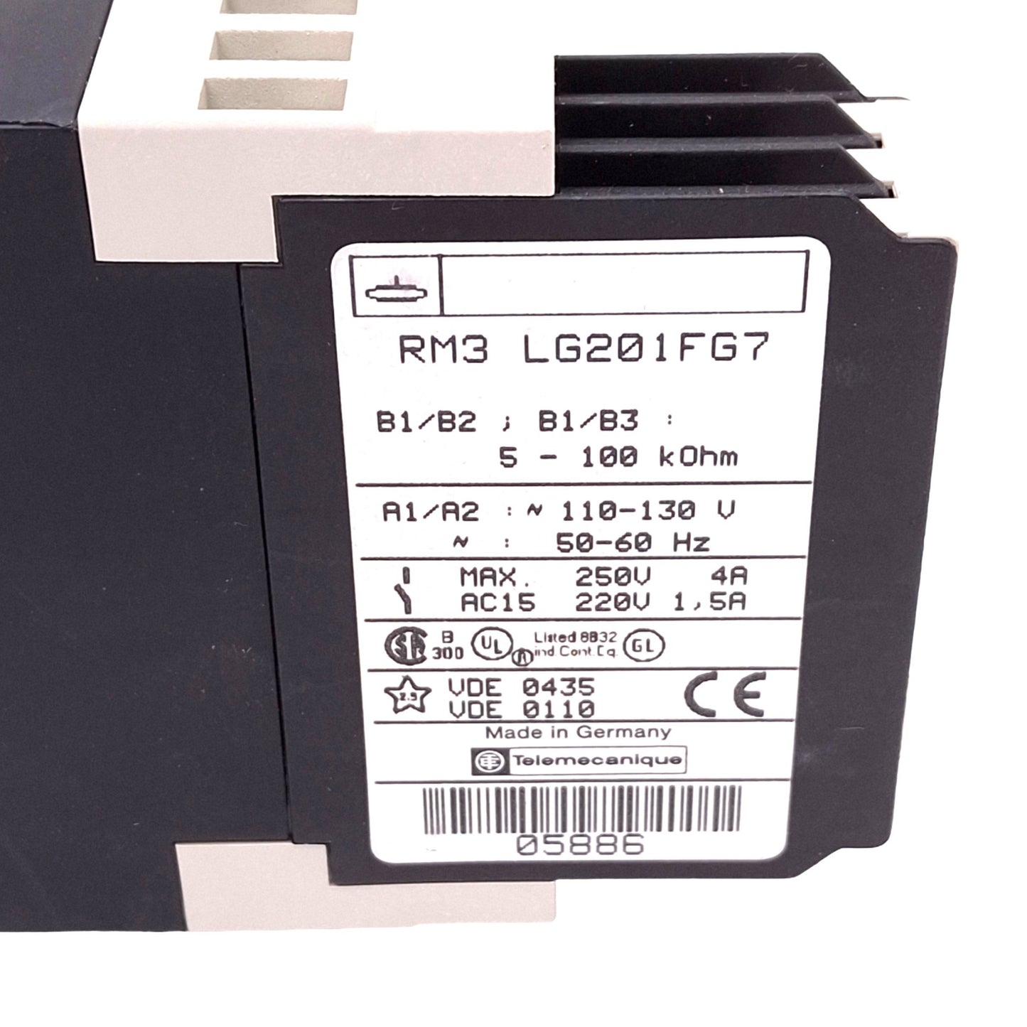 Used Telemecanique RM3LG201FG7 Liquid Level Relay, 110-130VAC Control, 5A Max