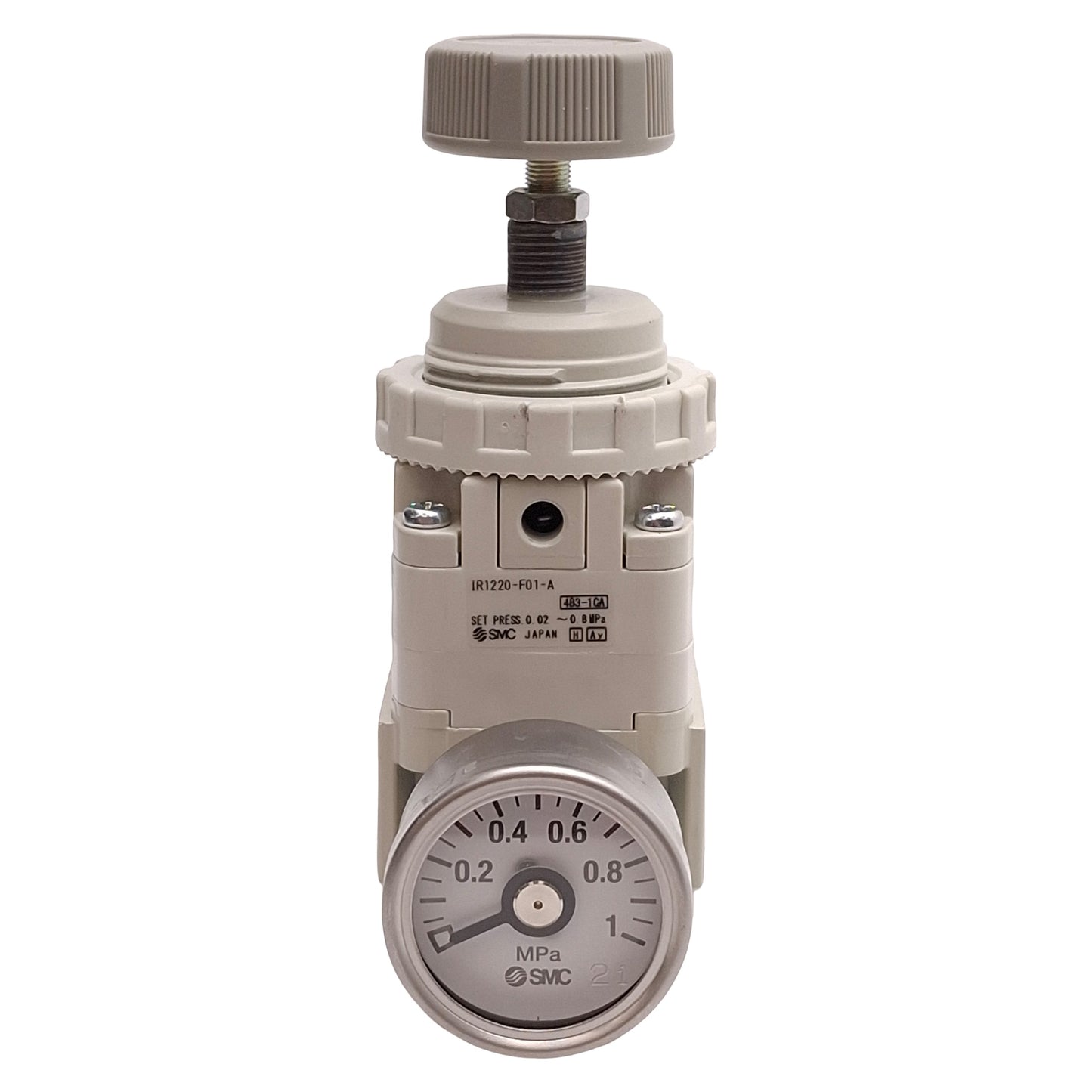 Used SMC IR1220-F01-A Pneumatic Regulator, 0.02-0.8MPa Set, 1.0MPa Supply, G1/8 Ports