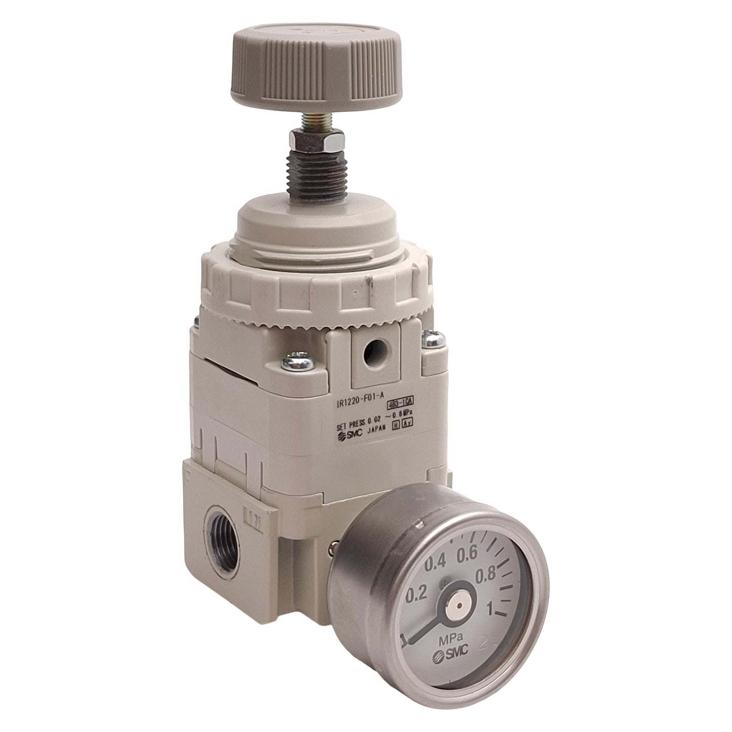 Used SMC IR1220-F01-A Pneumatic Regulator, 0.02-0.8MPa Set, 1.0MPa Supply, G1/8 Ports