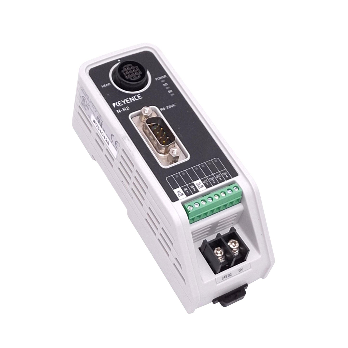 Used Keyence N-R2 Dedicated Communication Unit, RS-232C, 24VDC In, DIN Rail