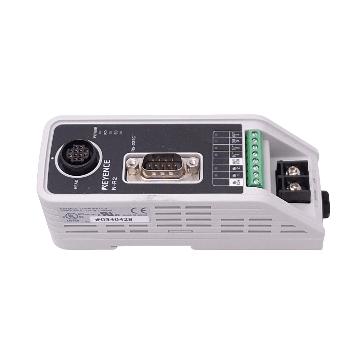Used Keyence N-R2 Dedicated Communication Unit, RS-232C, 24VDC In, DIN Rail