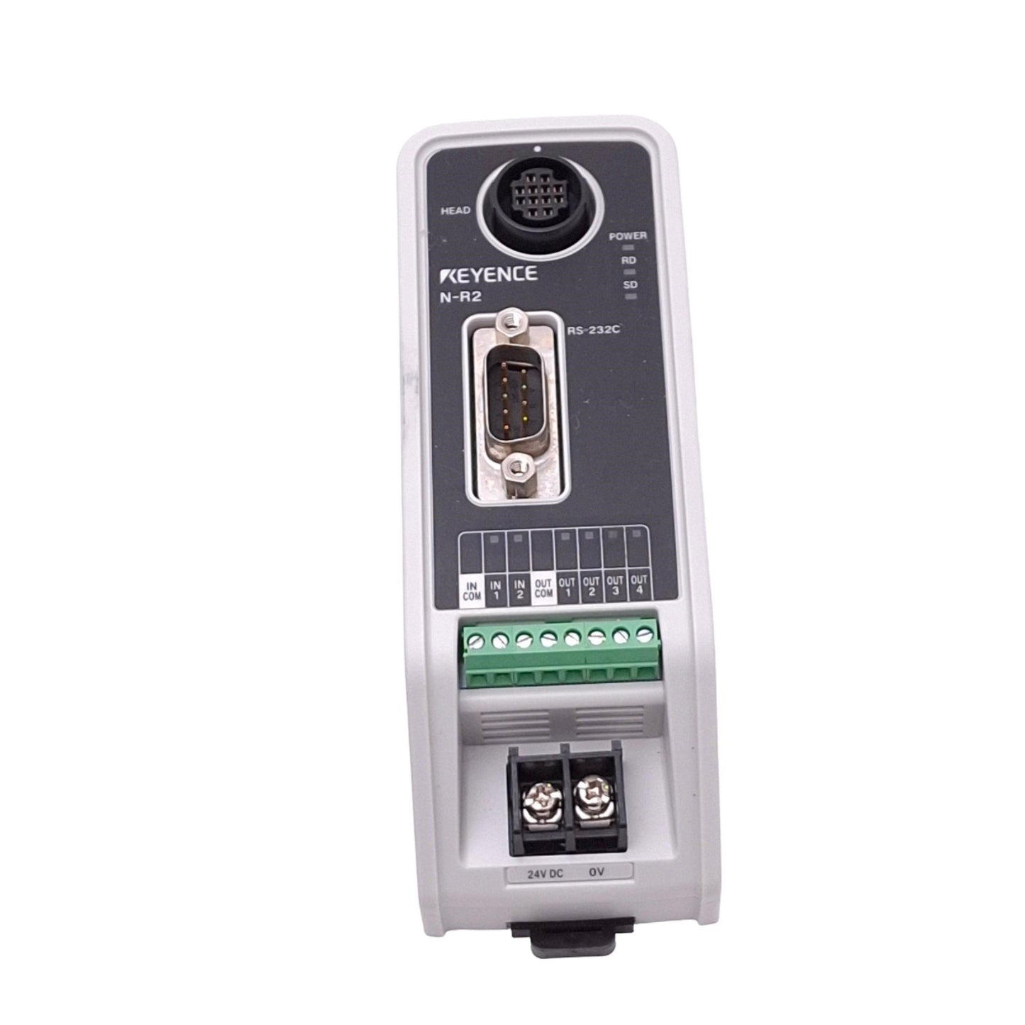Used Keyence N-R2 Dedicated Communication Unit, RS-232C, 24VDC In, DIN Rail
