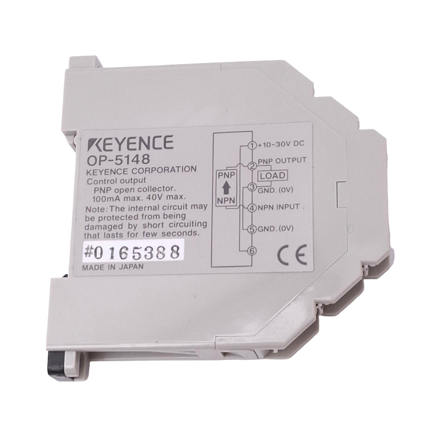 Used Lot of 2 Keyence OP-5148 PNP Adapters, 10-30VDC, NPN to PNP Open, 10-30VDC