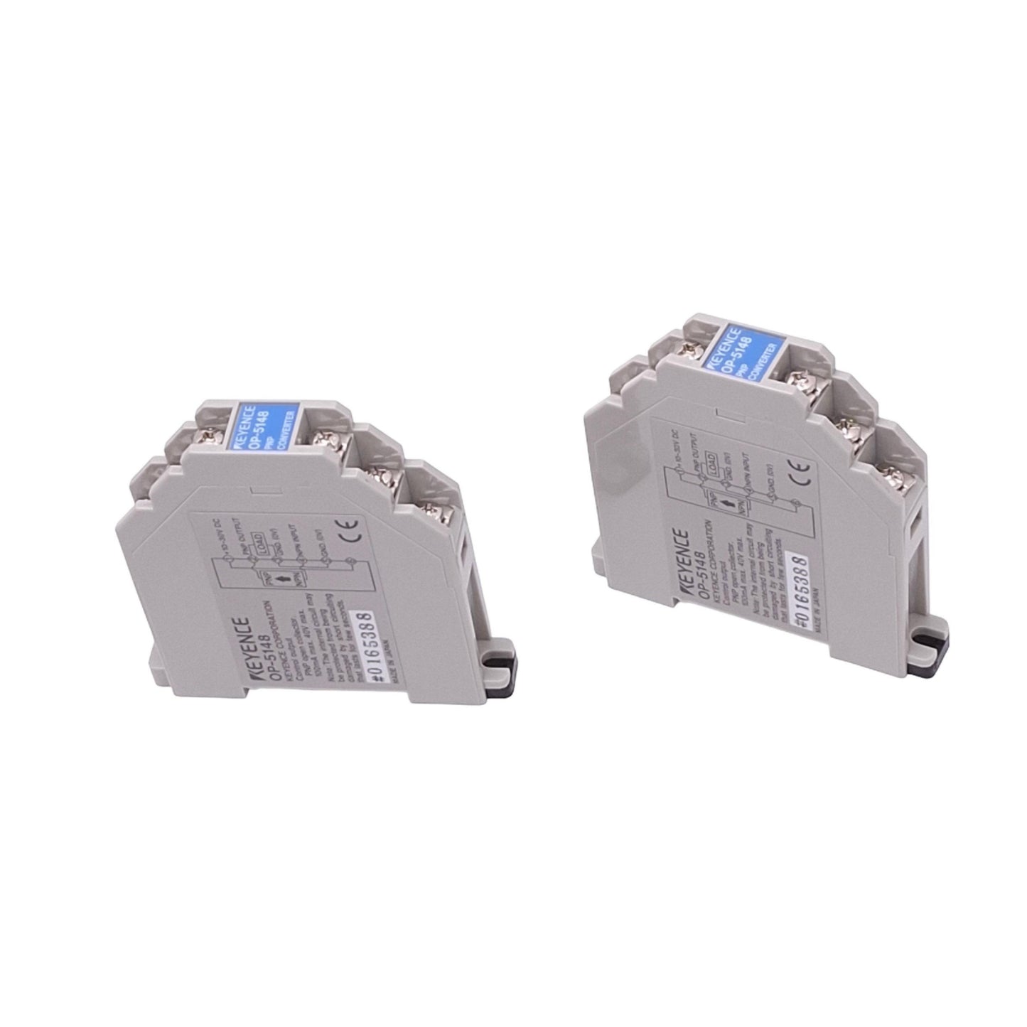 Used Lot of 2 Keyence OP-5148 PNP Adapters, 10-30VDC, NPN to PNP Open, 10-30VDC