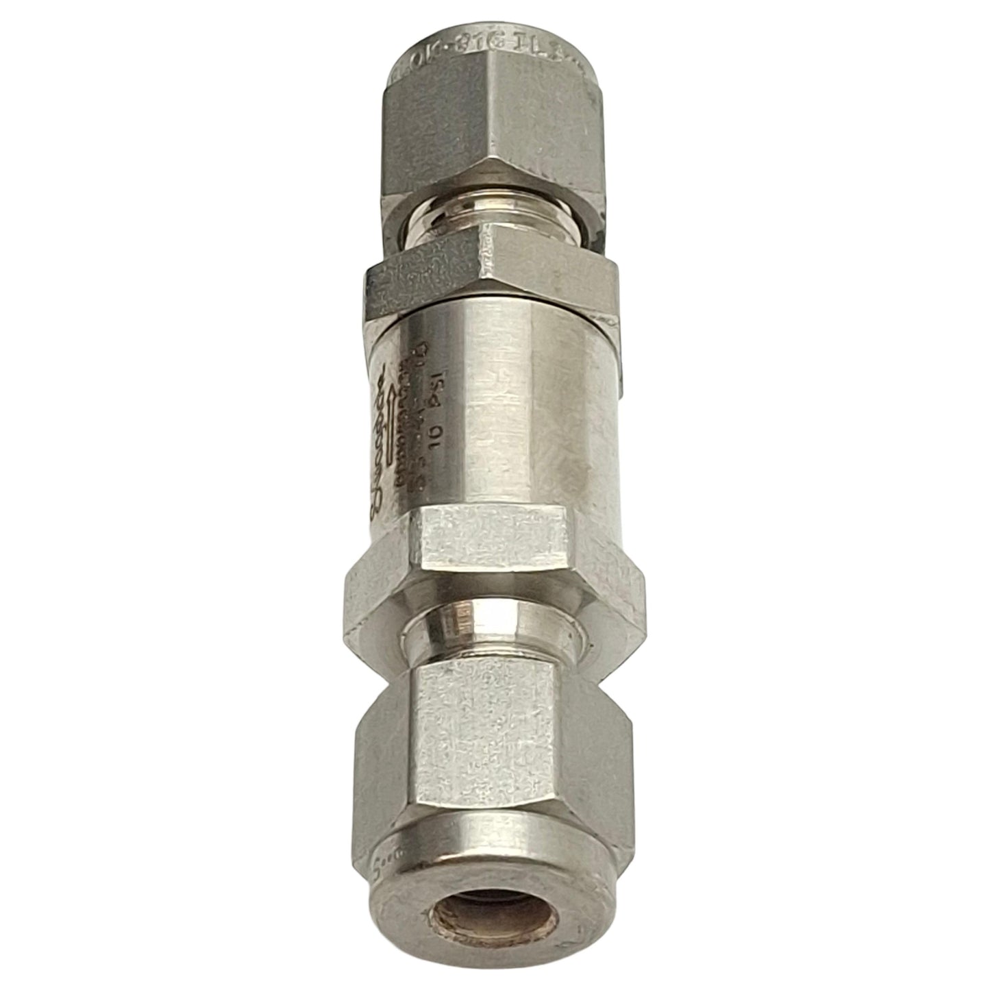 Used Swagelok SS-4C-10 Poppet Check Valve, 1/4in x 1/4in Swagelok Tube Fitting, 10psi