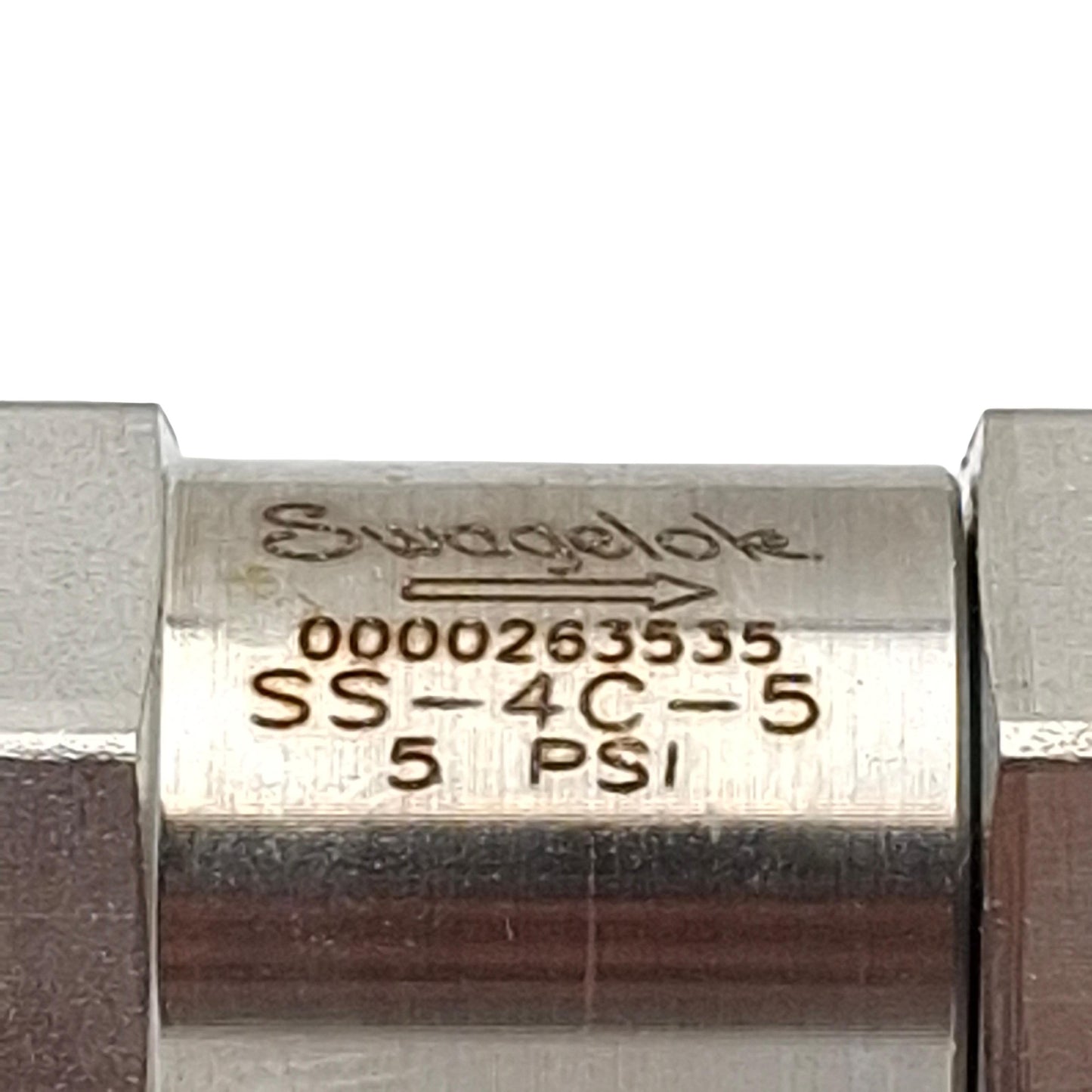 Used Swagelok SS-4C-5 Poppet Check Valve, ø1/4in x ø1/4in Swagelok Tube Fitting, 5psi