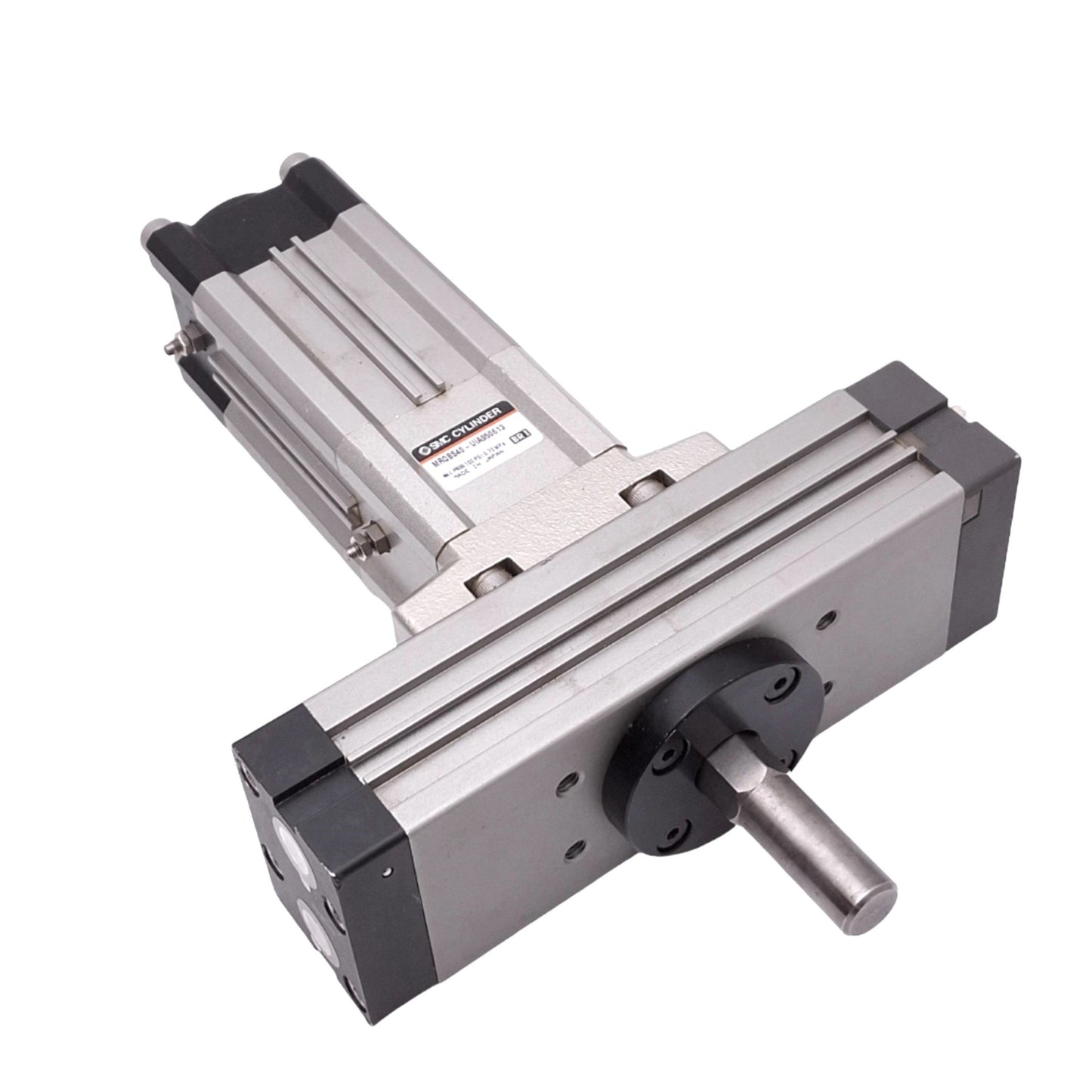 Used SMC MRQBS40-UIA950613 Rotary Actuator, 40mm Bore, 50mm Stroke, 170-190°, 100psi