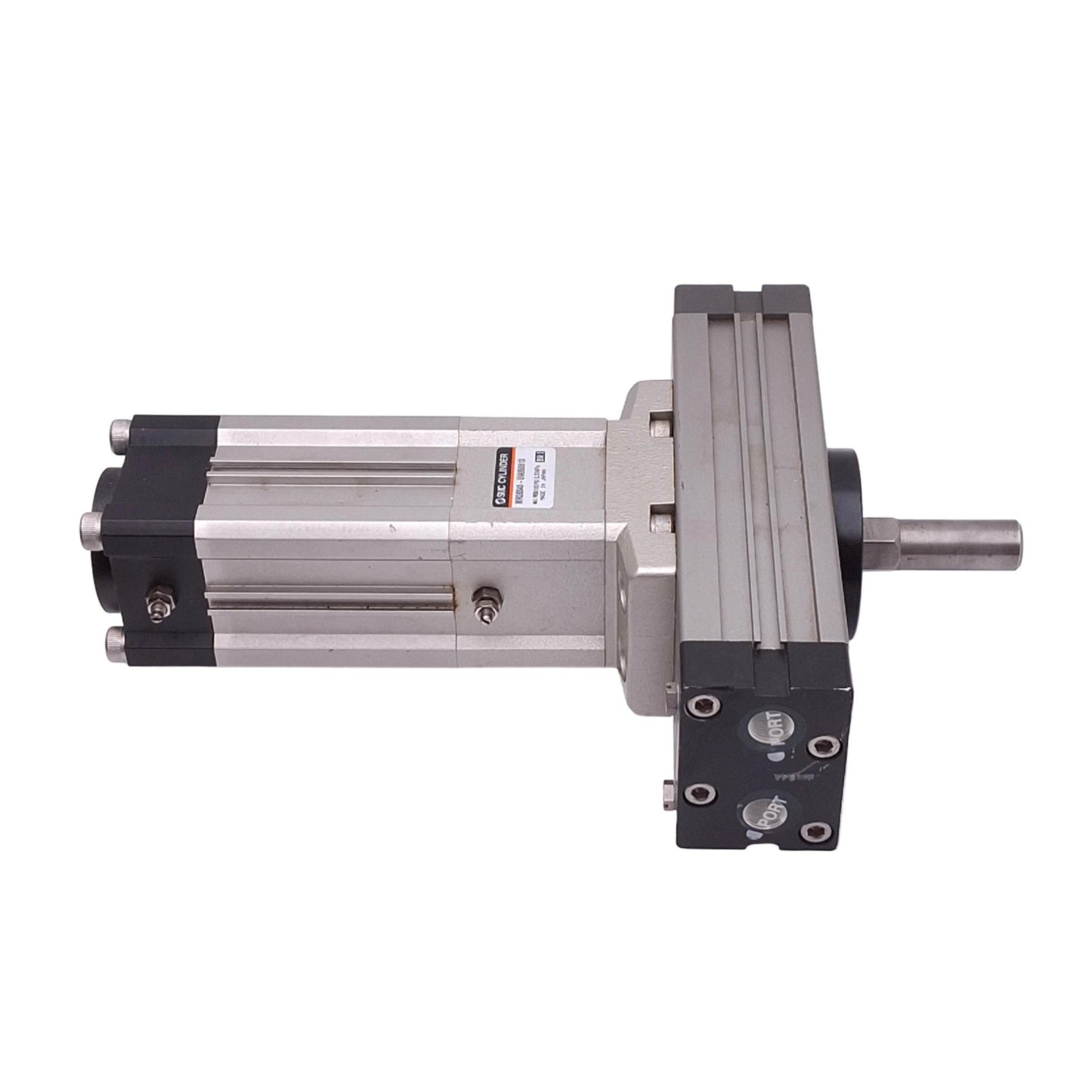 Used SMC MRQBS40-UIA950613 Rotary Actuator, 40mm Bore, 50mm Stroke, 170-190°, 100psi