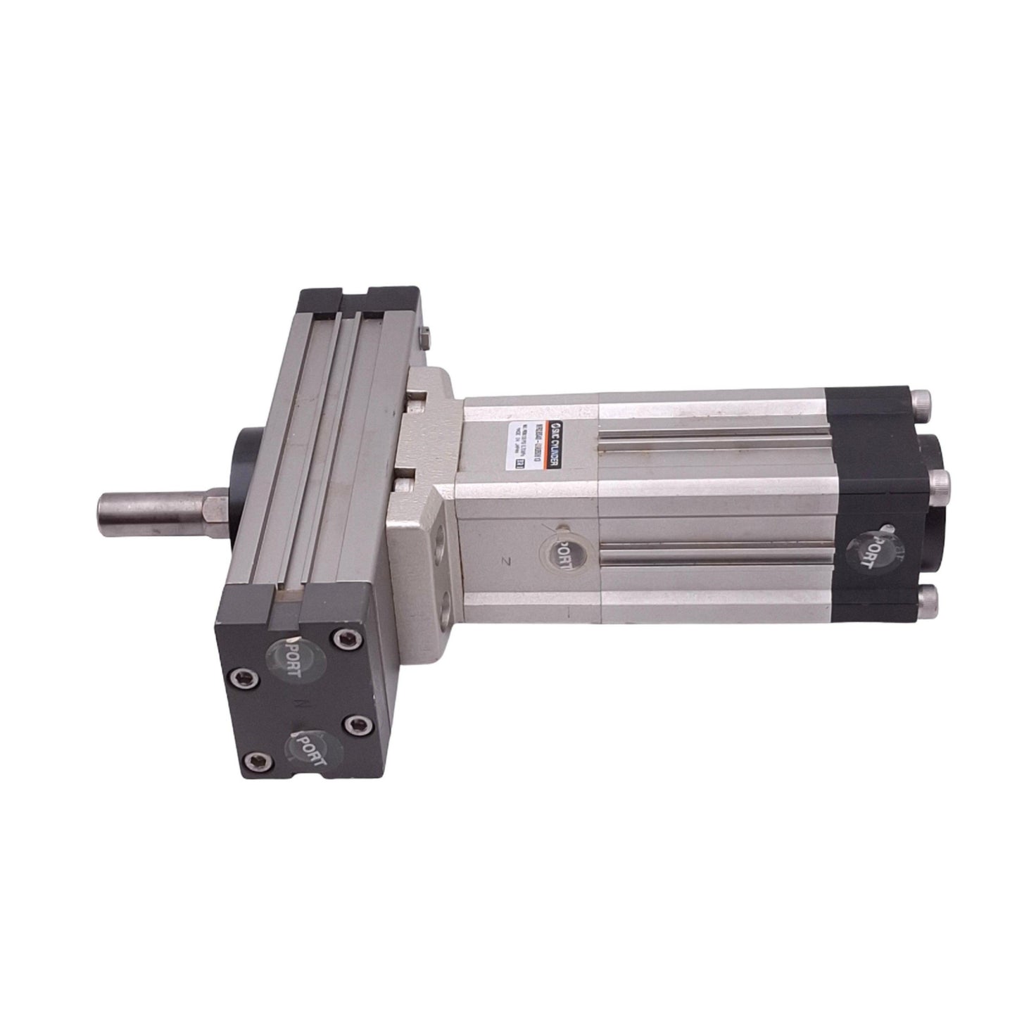 Used SMC MRQBS40-UIA950613 Rotary Actuator, 40mm Bore, 50mm Stroke, 170-190°, 100psi