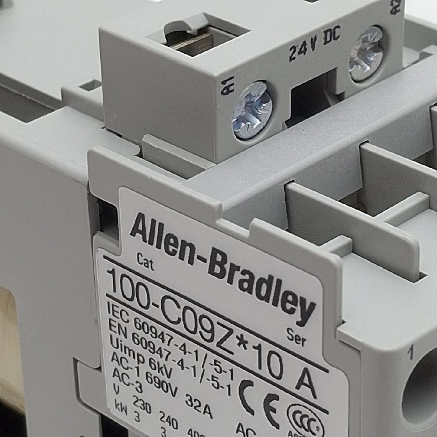 New Allen Bradley 100-C09ZJ10 Contactor, 3-Pole, 1NO, 25A 600VAC, 24VDC Coil