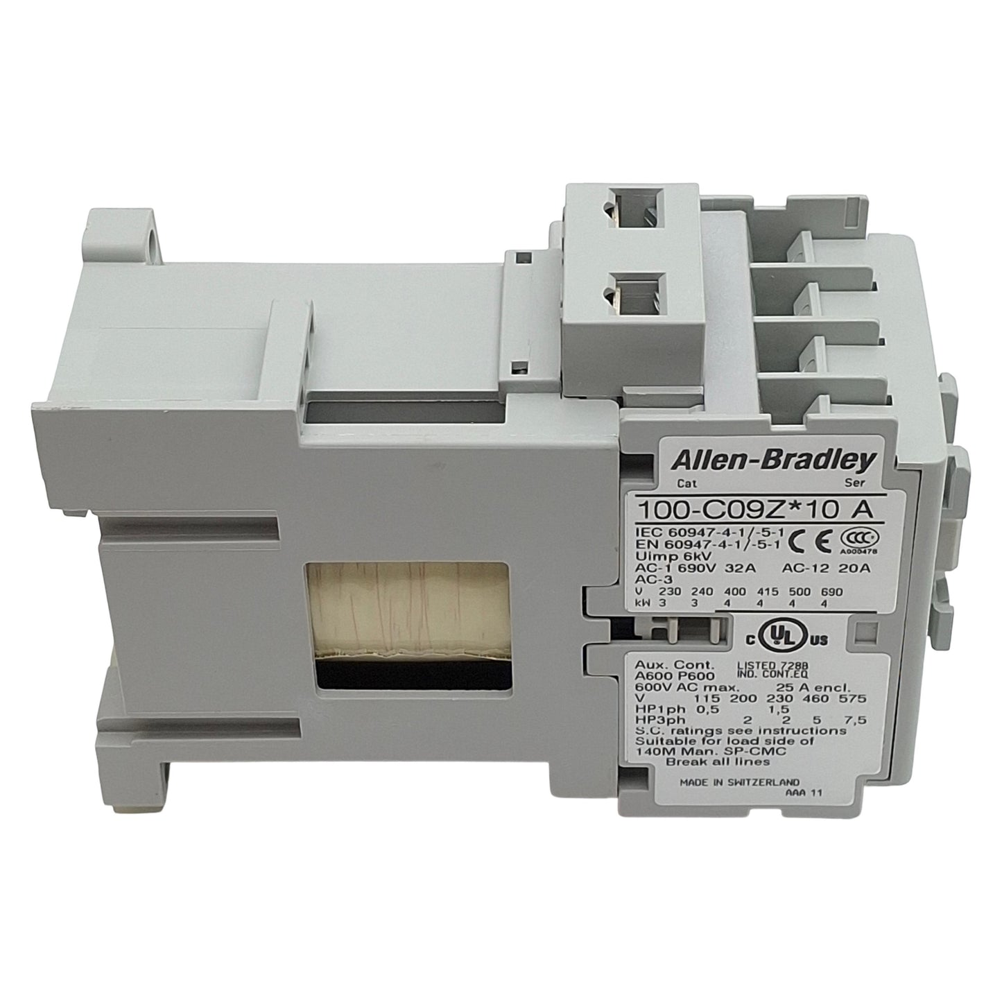 New Allen Bradley 100-C09ZJ10 Contactor, 3-Pole, 1NO, 25A 600VAC, 24VDC Coil