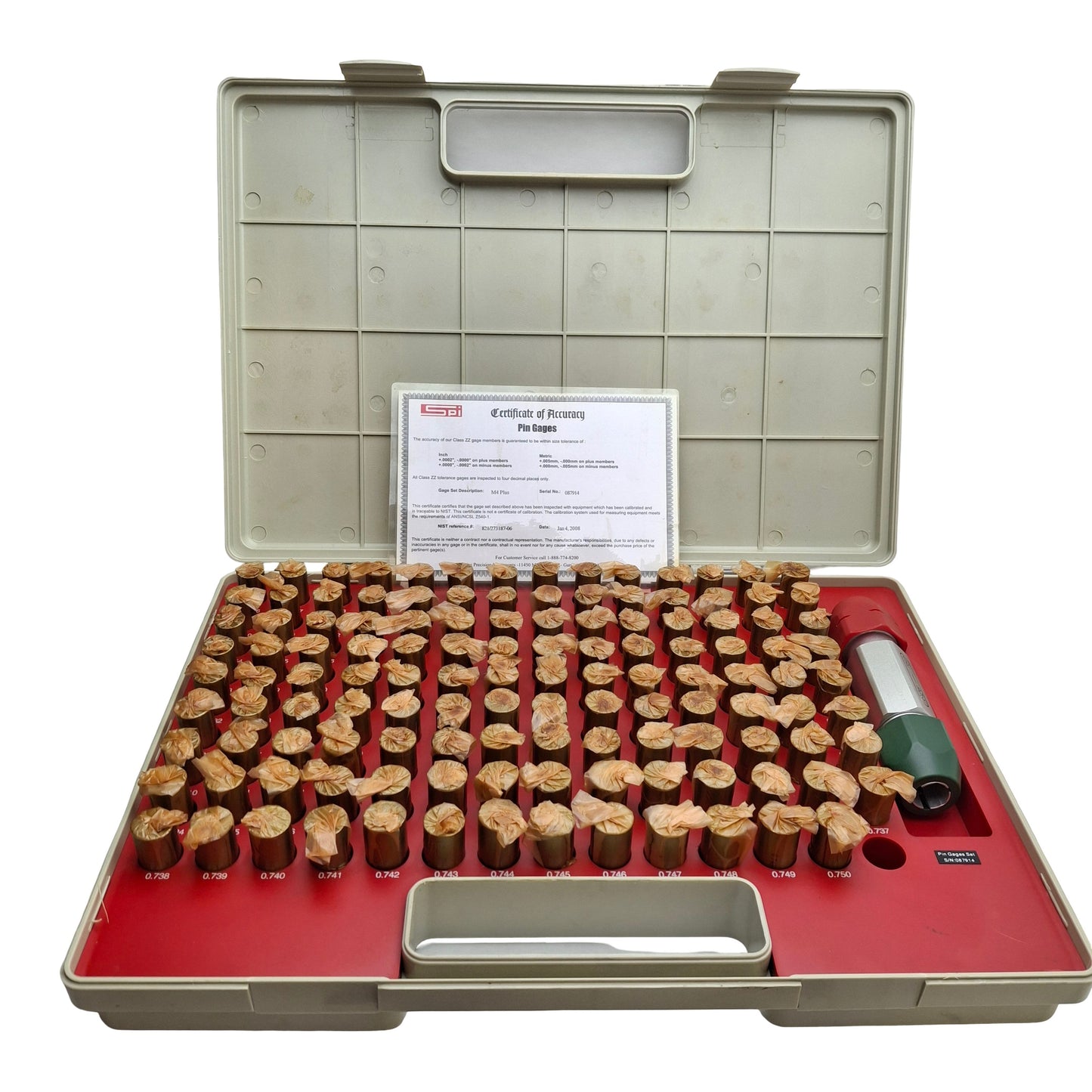 New – Open box SPI 22-158-0 M4 Plus Pin Gauges, Class ZZ, 0.626in - 0.750in, +.0002in, -.0000in