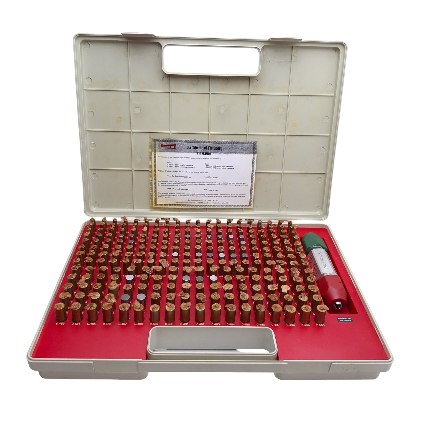 Used SPI 22-158-0 M2 Plus Pin Gauges Class ZZ 0.251in to 0.500in, +0.0002in -0.0000in