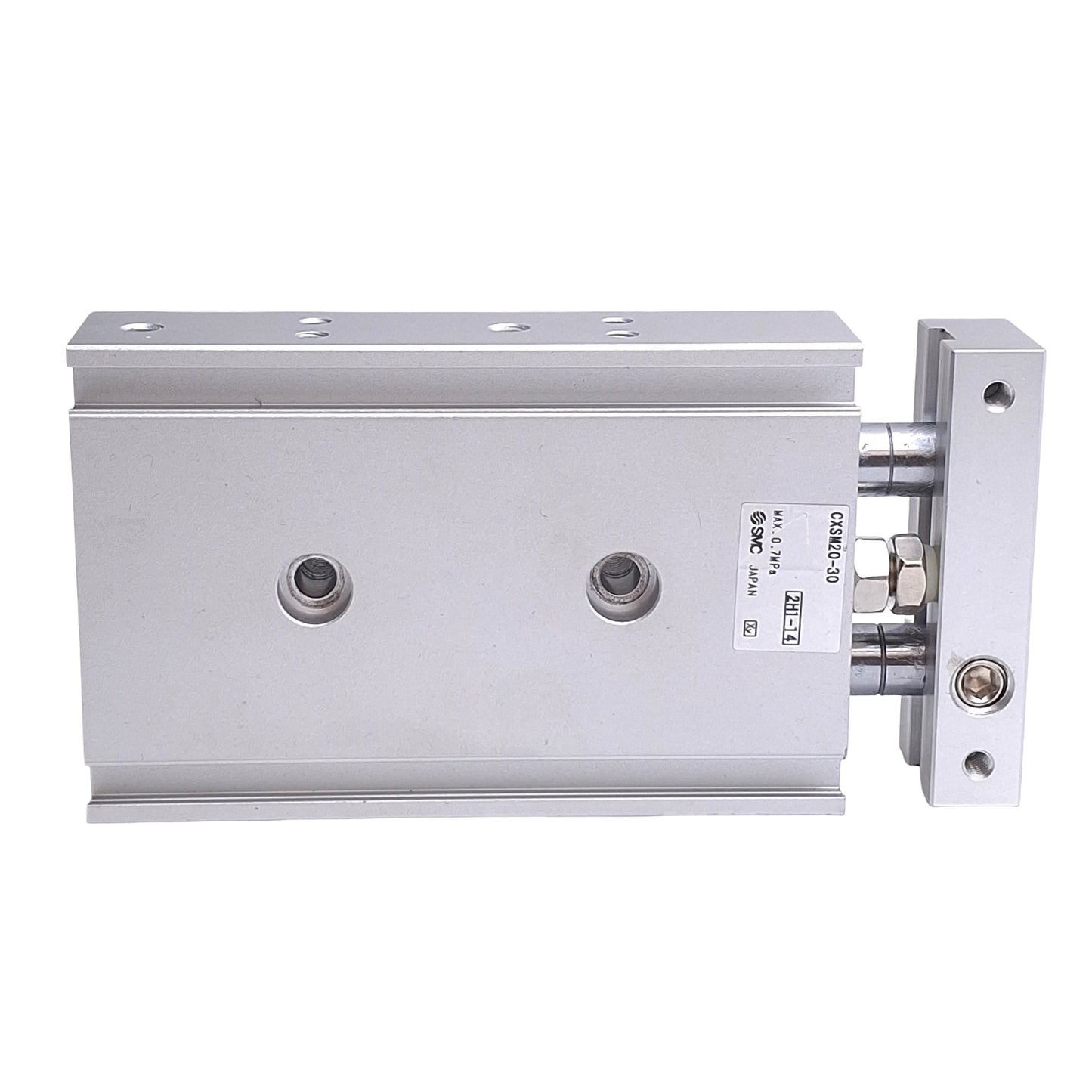 Used SMC CXSM20-30 Guided Cylinder, Bore: 20mm, Stroke: 30mm, 0.7MPa, M5x0.8