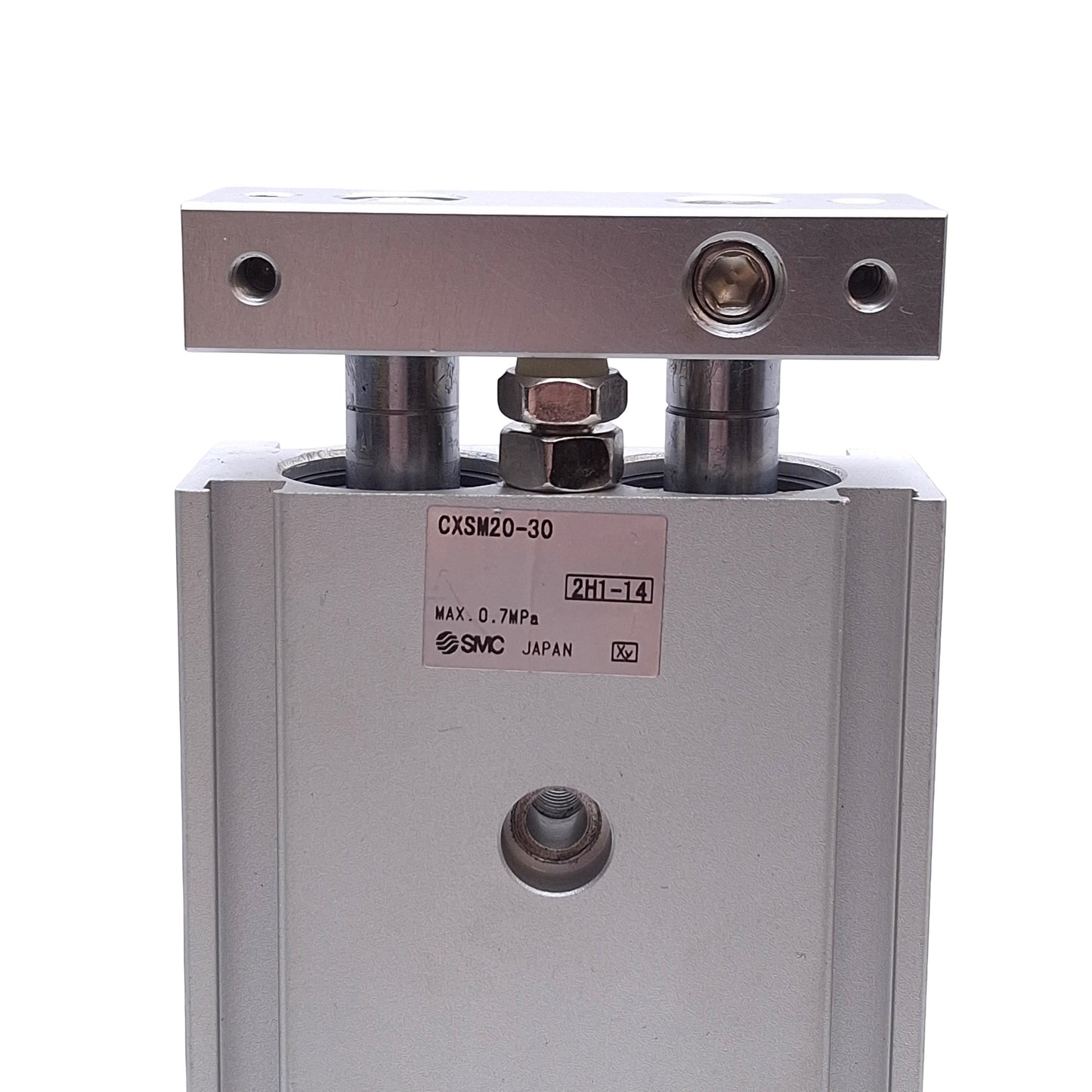 Used SMC CXSM20-30 Guided Cylinder, Bore: 20mm, Stroke: 30mm, 0.7MPa, M5x0.8