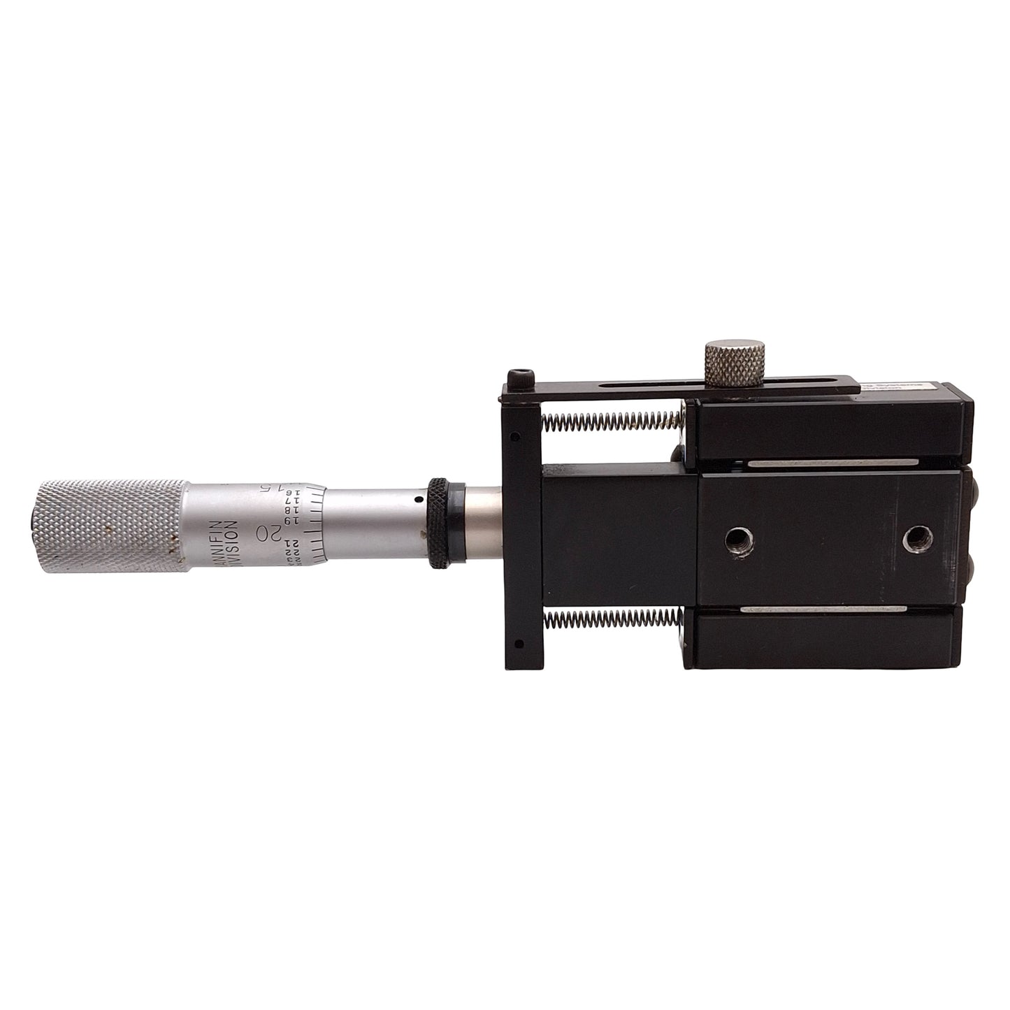 Used Parker 4004 Linear Micrometer Stage, 1in Travel, 1.75in x 1.75in, #6-32, 25lbs