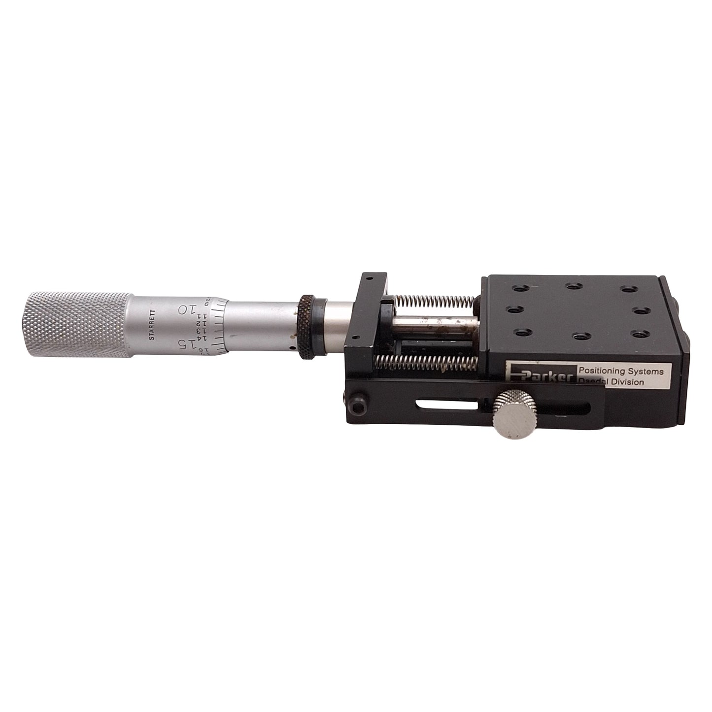 Used Parker 4004 Linear Micrometer Stage, 1in Travel, 1.75in x 1.75in, #6-32, 25lbs