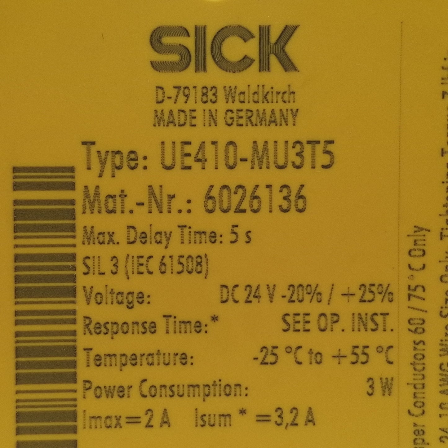 Used Sick UE410-MU3T5 Flexi Classic Safety Controller, 4x I/O, 2x Test Outputs, 24VDC