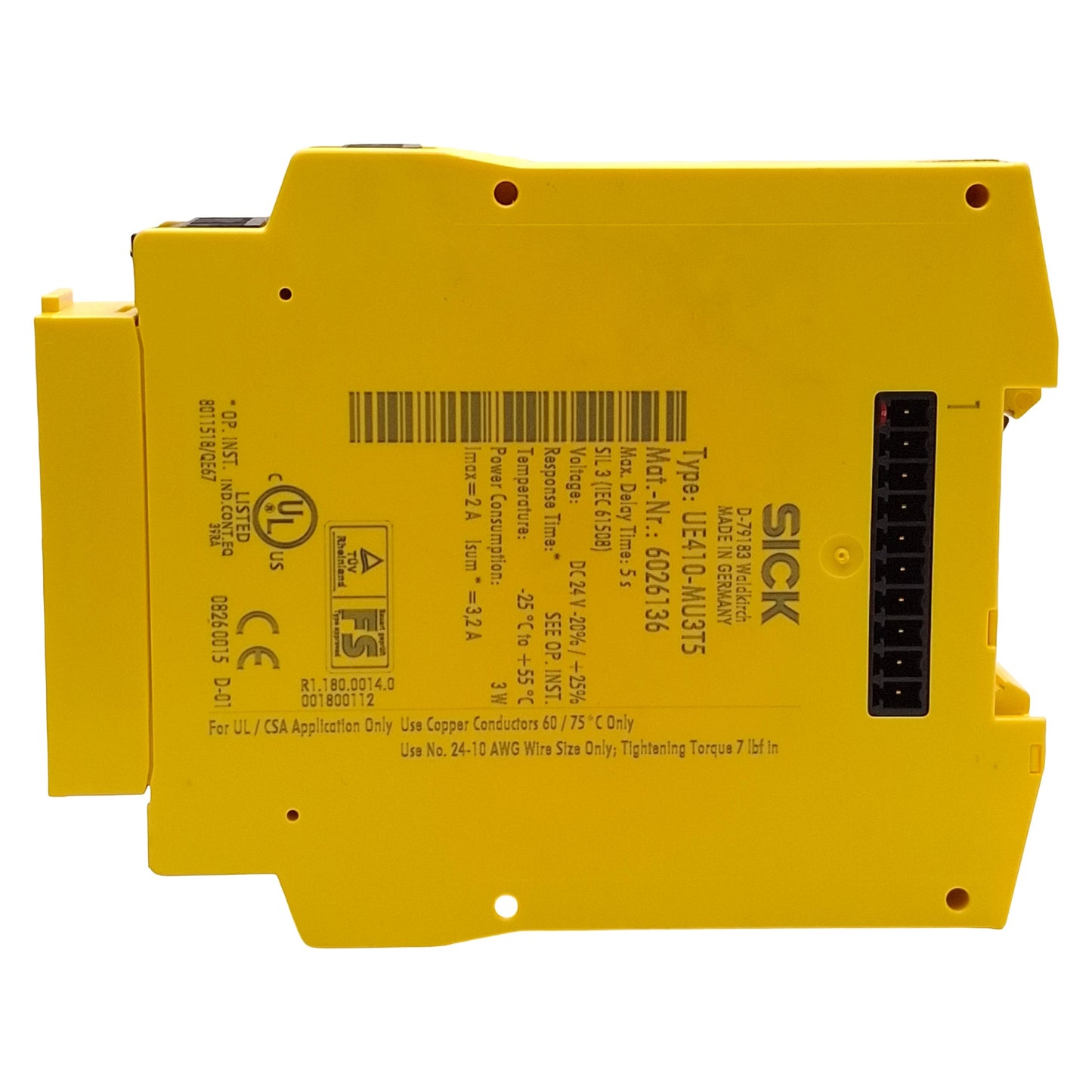 Used Sick UE410-MU3T5 Flexi Classic Safety Controller, 4x I/O, 2x Test Outputs, 24VDC