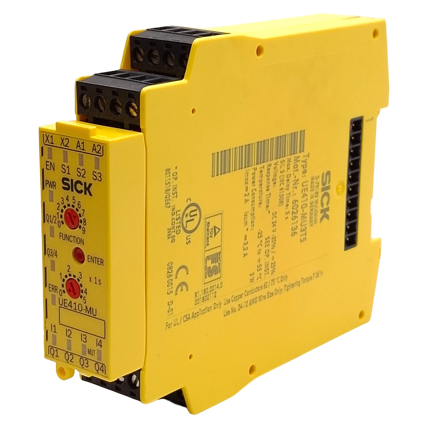 Used Sick UE410-MU3T5 Flexi Classic Safety Controller, 4x I/O, 2x Test Outputs, 24VDC