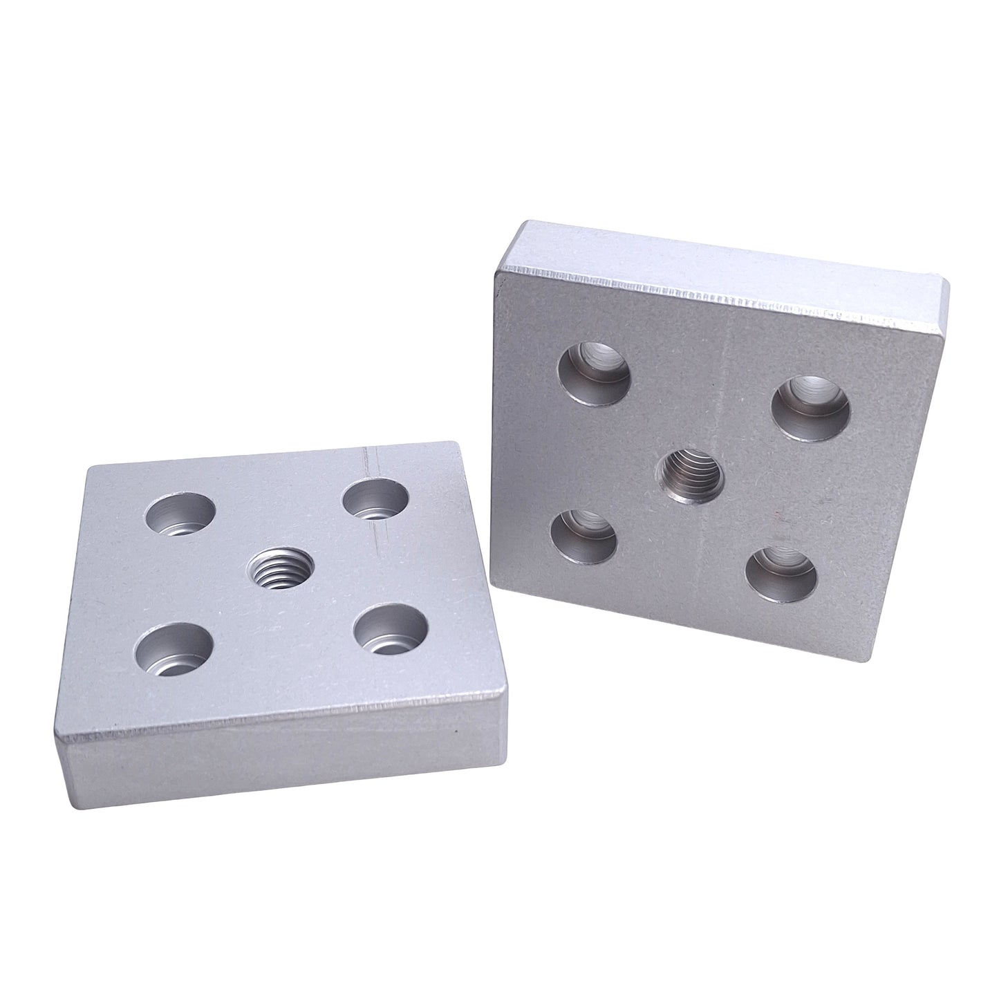 New – Open box Lot of 2 80/20 2140 Center Tap Base Plates 15 Series, 3in x 3in x 0.75in, 1/2-13