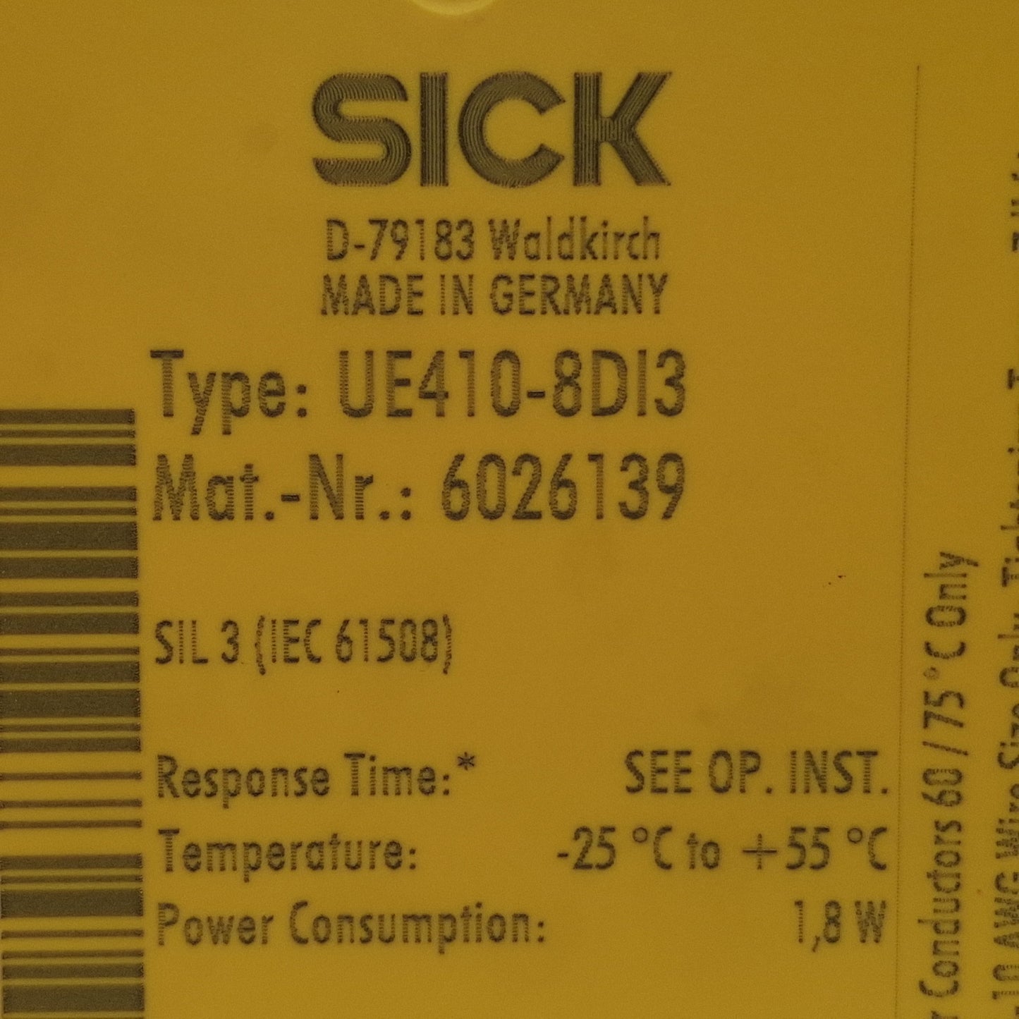 Used Sick UE410-8DI3 Flexi Classic Safety Controller, 8x Safety Input, 8x Test Output