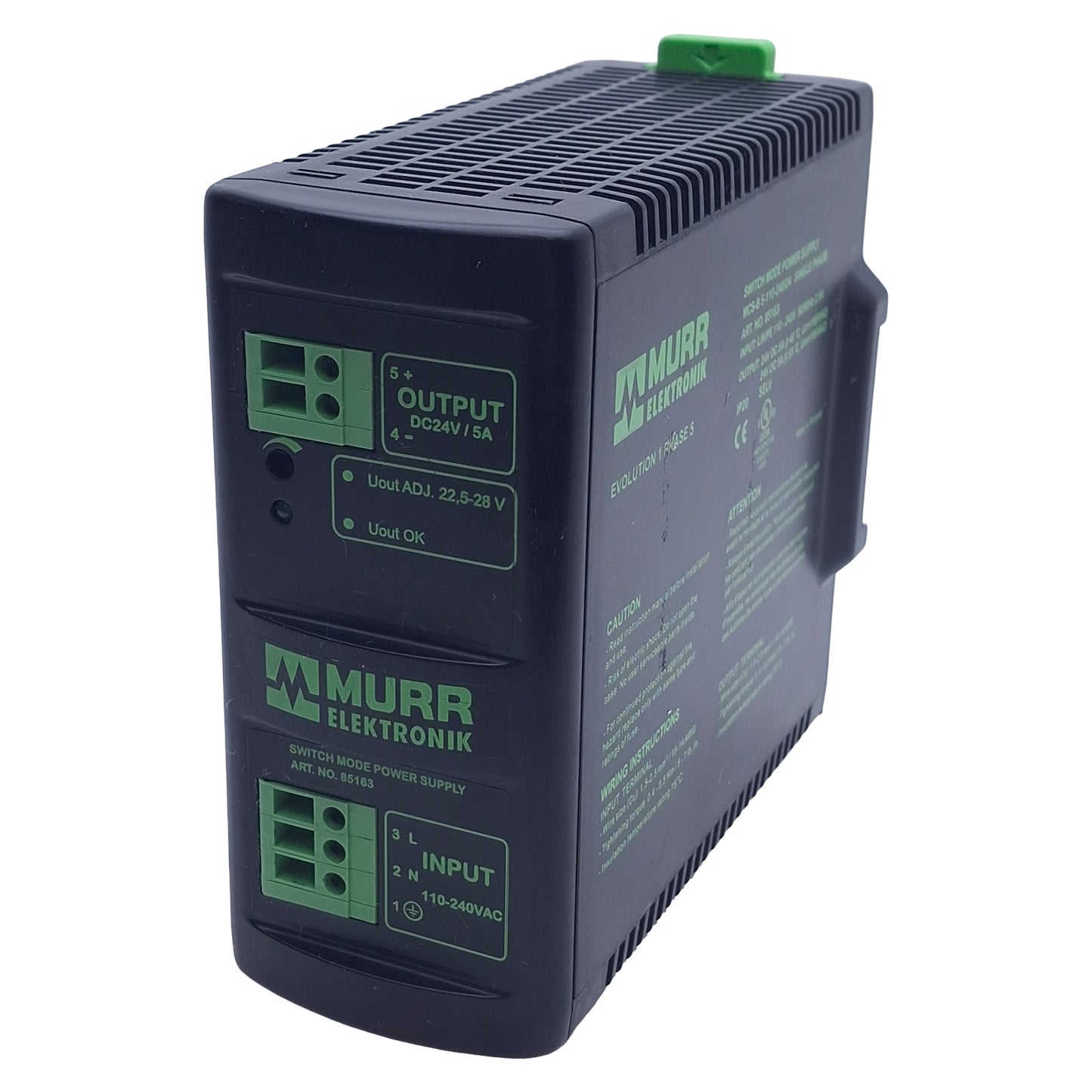Used Murrelektronik MBS-B 85163 Power Supply 100-265VAC In, 24VDC Out, DIN Rail