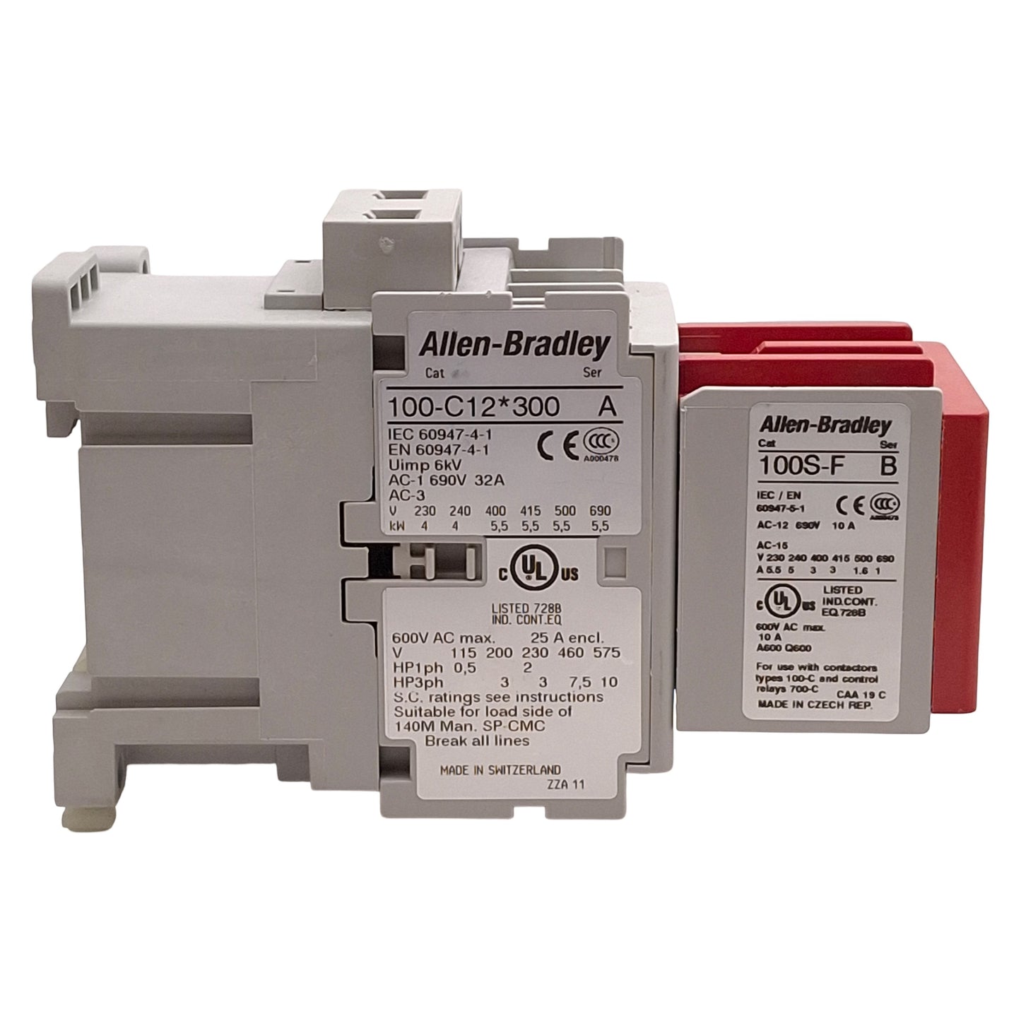 Used Allen Bradley 100S-C12D304C Guardmaster Safety Contactor 12A 3NO+1NC 120VAC Coil