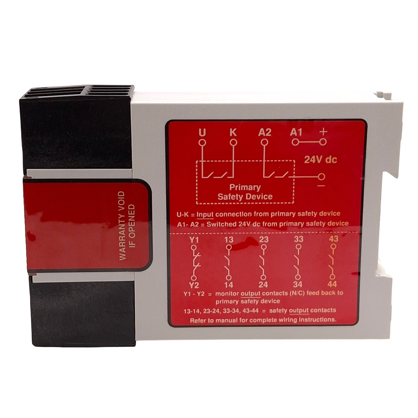 Used Banner EM-T-7A Safety Extension Relay, 4NO, 6A 250VAC/DC Contacts, 24VDC Supply