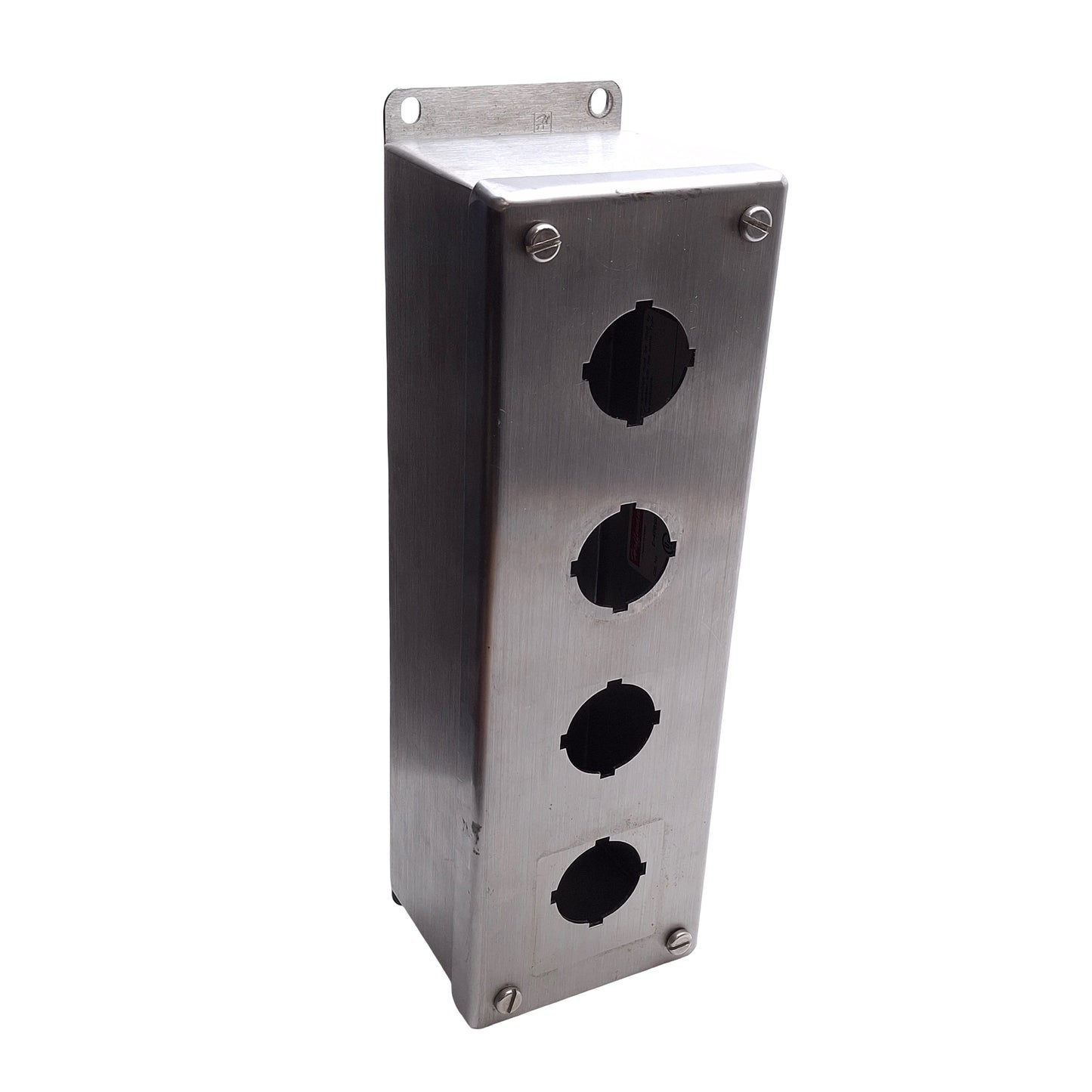 Used nVent Hoffman E-4PBSS 4-Hole Pushbutton Enclosure 30.5mm PB, 304 Stainless Steel