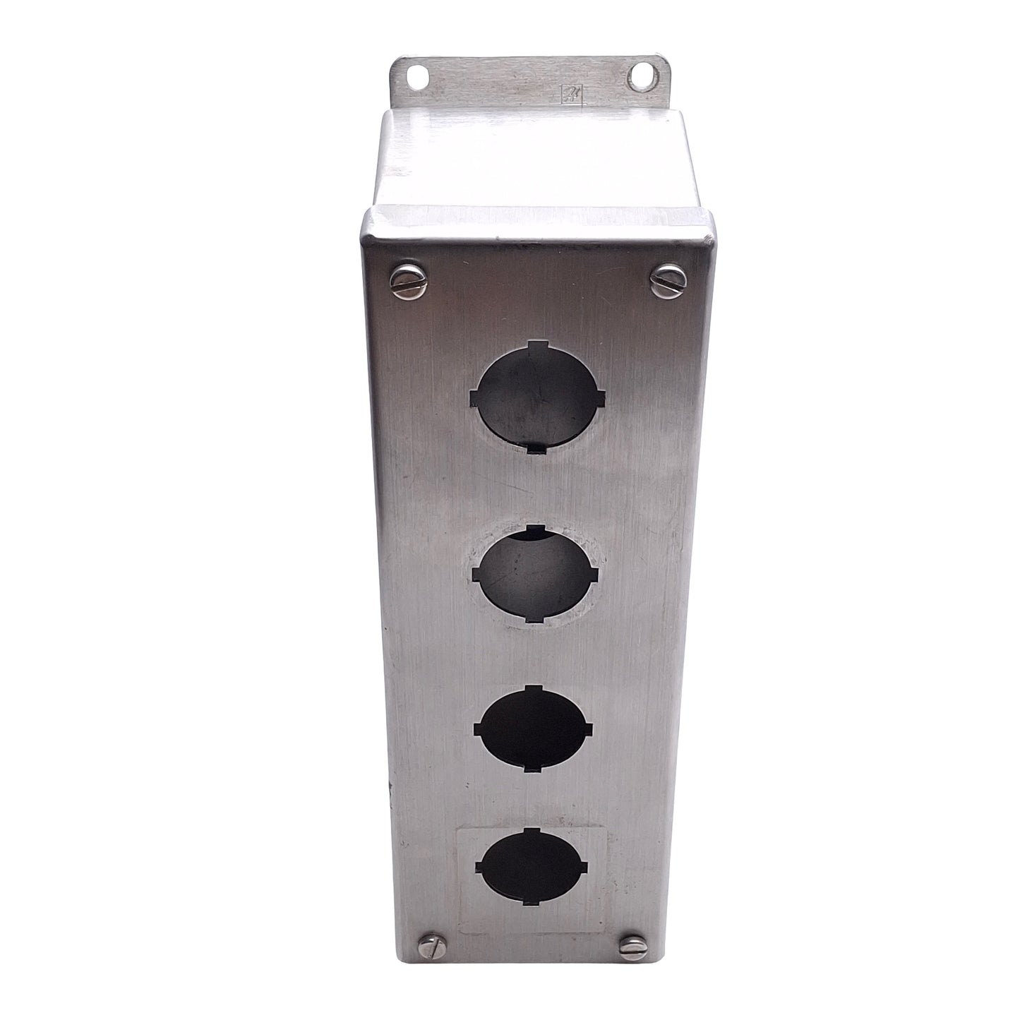 Used nVent Hoffman E-4PBSS 4-Hole Pushbutton Enclosure 30.5mm PB, 304 Stainless Steel