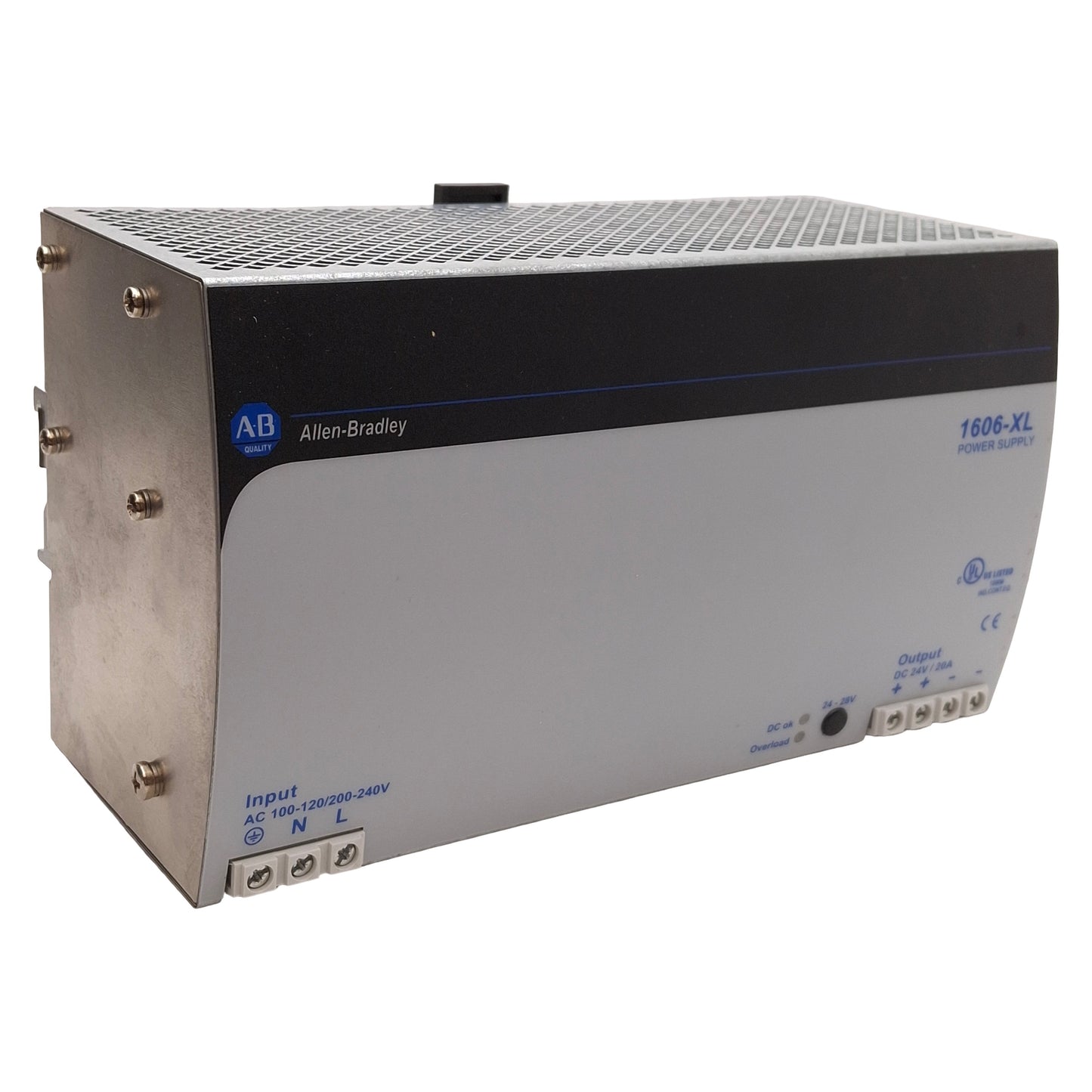 Used Allen Bradley 1606-XL480EP PLC Power Supply, 480W 24VDC Output, 100-240VAC Input