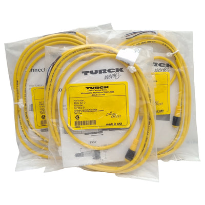 New Lot of 3 Turck PKG 3Z-2 Actuator & Sensor Cable, 3-Pin M8 Female to Leads, 2m