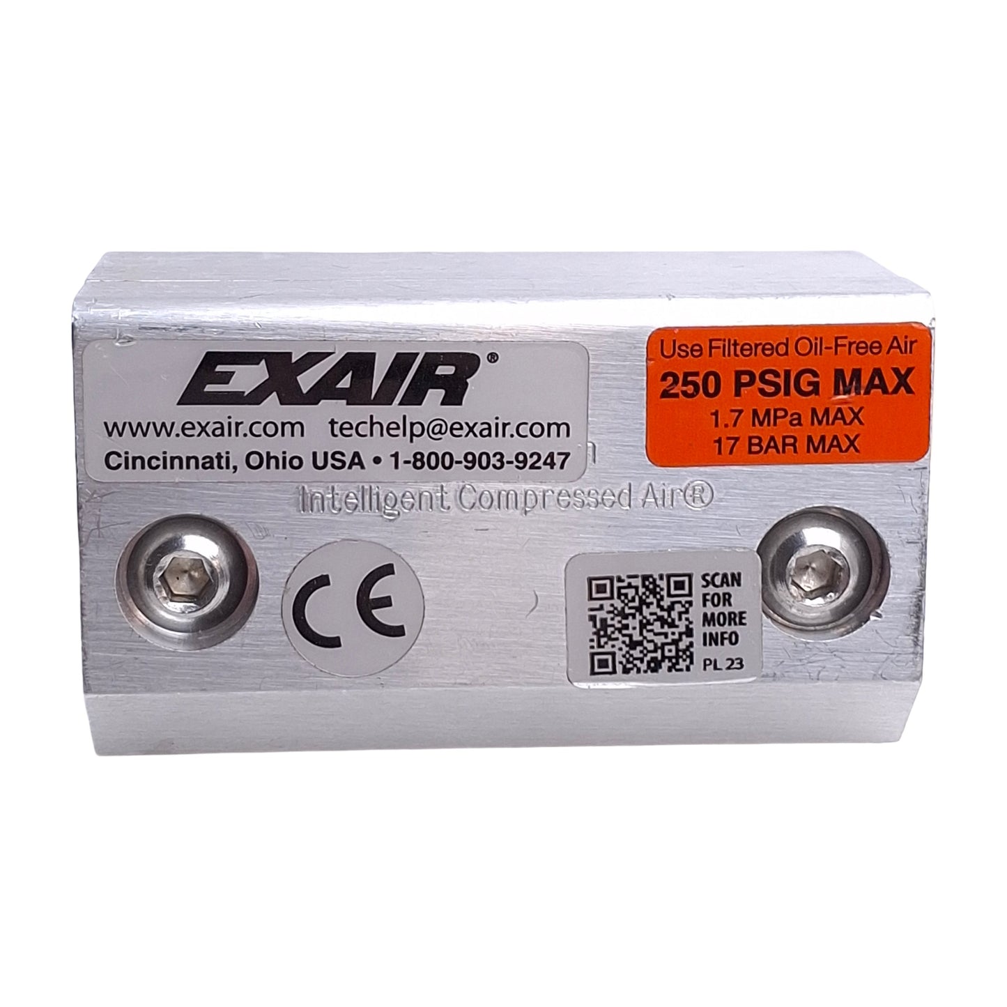 Used Exair 110003 Super Air Knife, 3" Long, 1/4" NPT Port, Aluminum, 250psi Max
