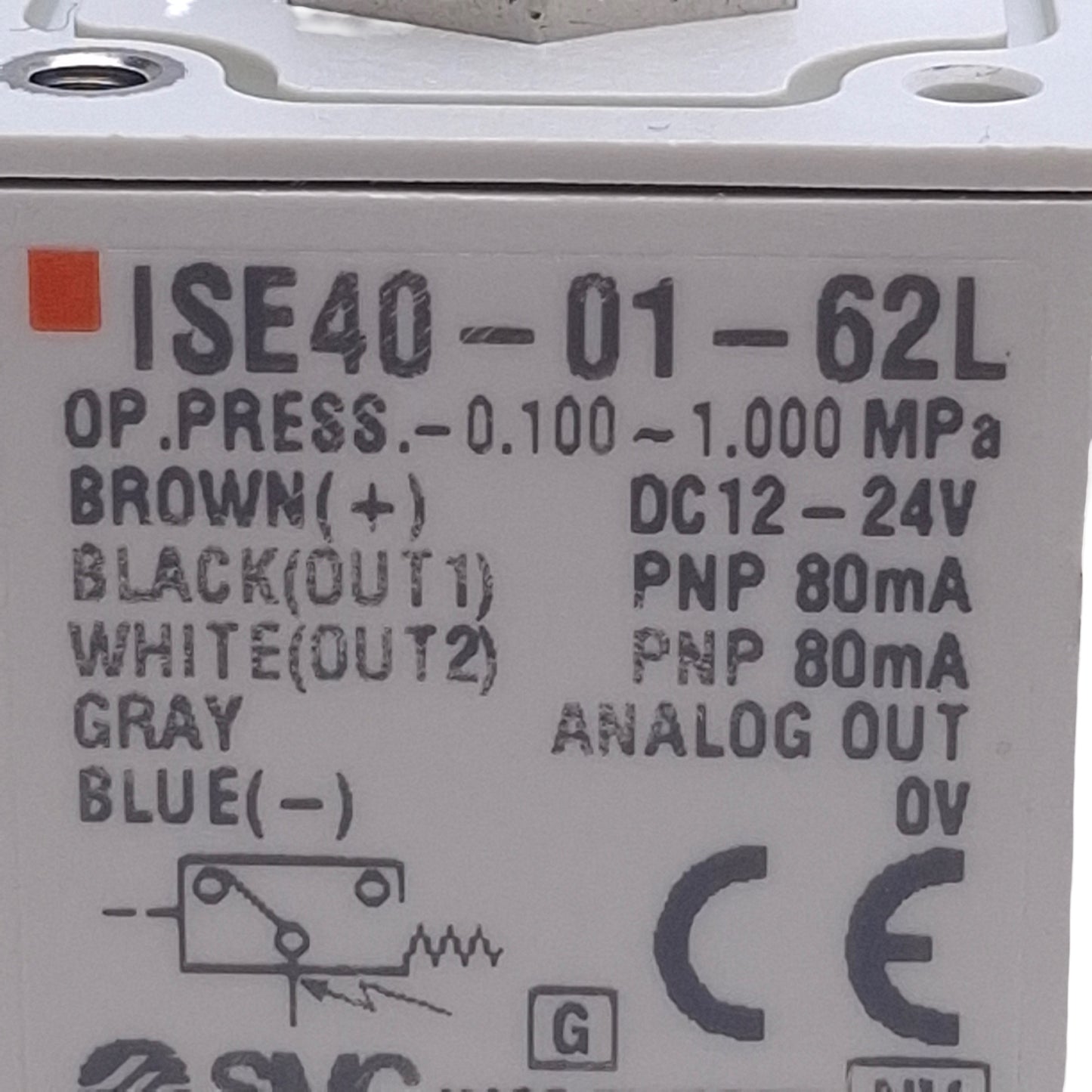 Used SMC ISE40-01-62L Digital Pressure Switch -0.1 to 1.0MPa, 12-24VDC, PNP, 1/8" NPT
