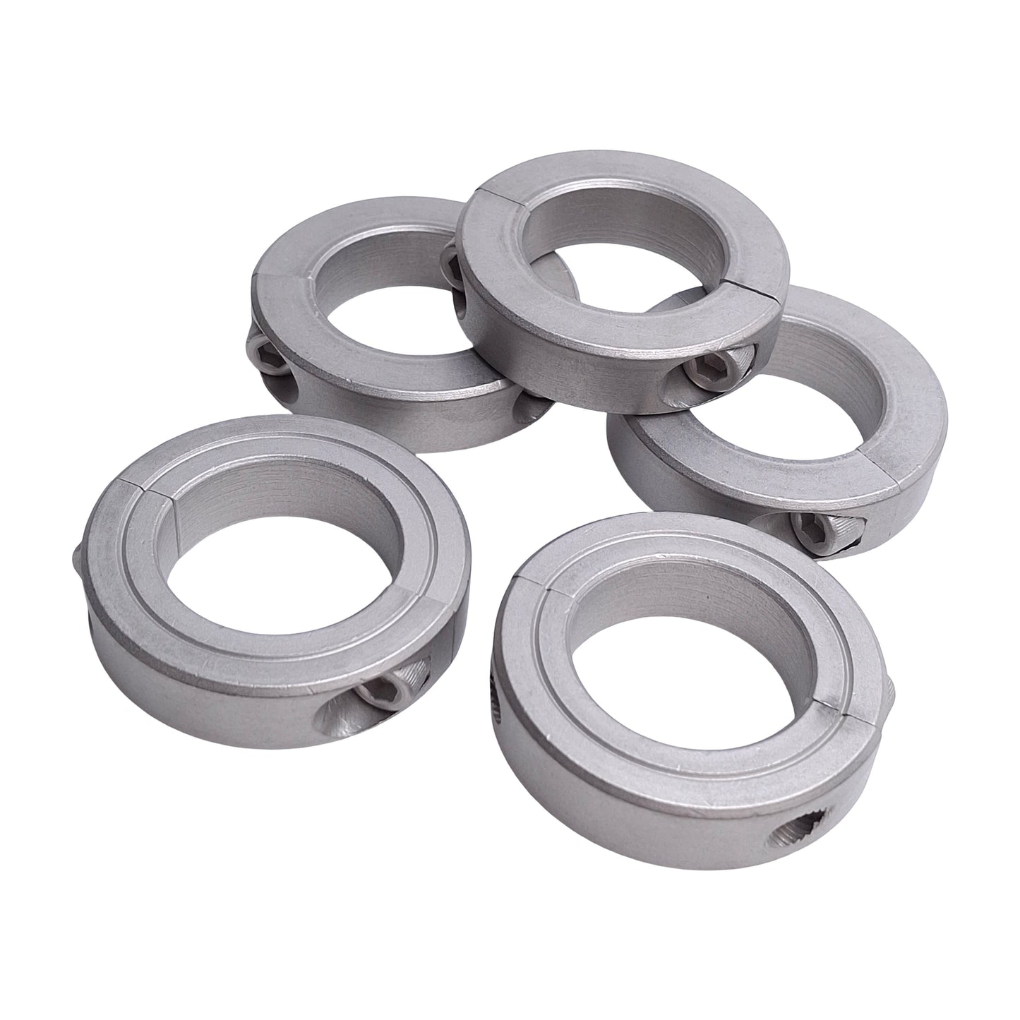 New – Open box Lot of 5 Stafford 8S104 2-Piece Shaft Collars, 1-1/4in ID, 303 Stainless Steel