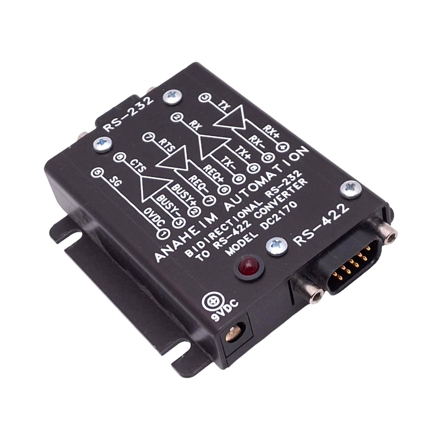 Used Anaheim Automation DC2170 Bidirectional RS-232 To RS-422 Converter, 9VDC, DB9M/F