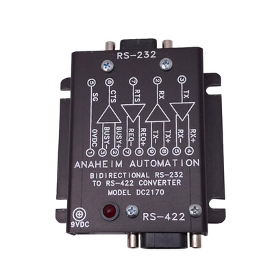 Used Anaheim Automation DC2170 Bidirectional RS-232 To RS-422 Converter, 9VDC, DB9M/F