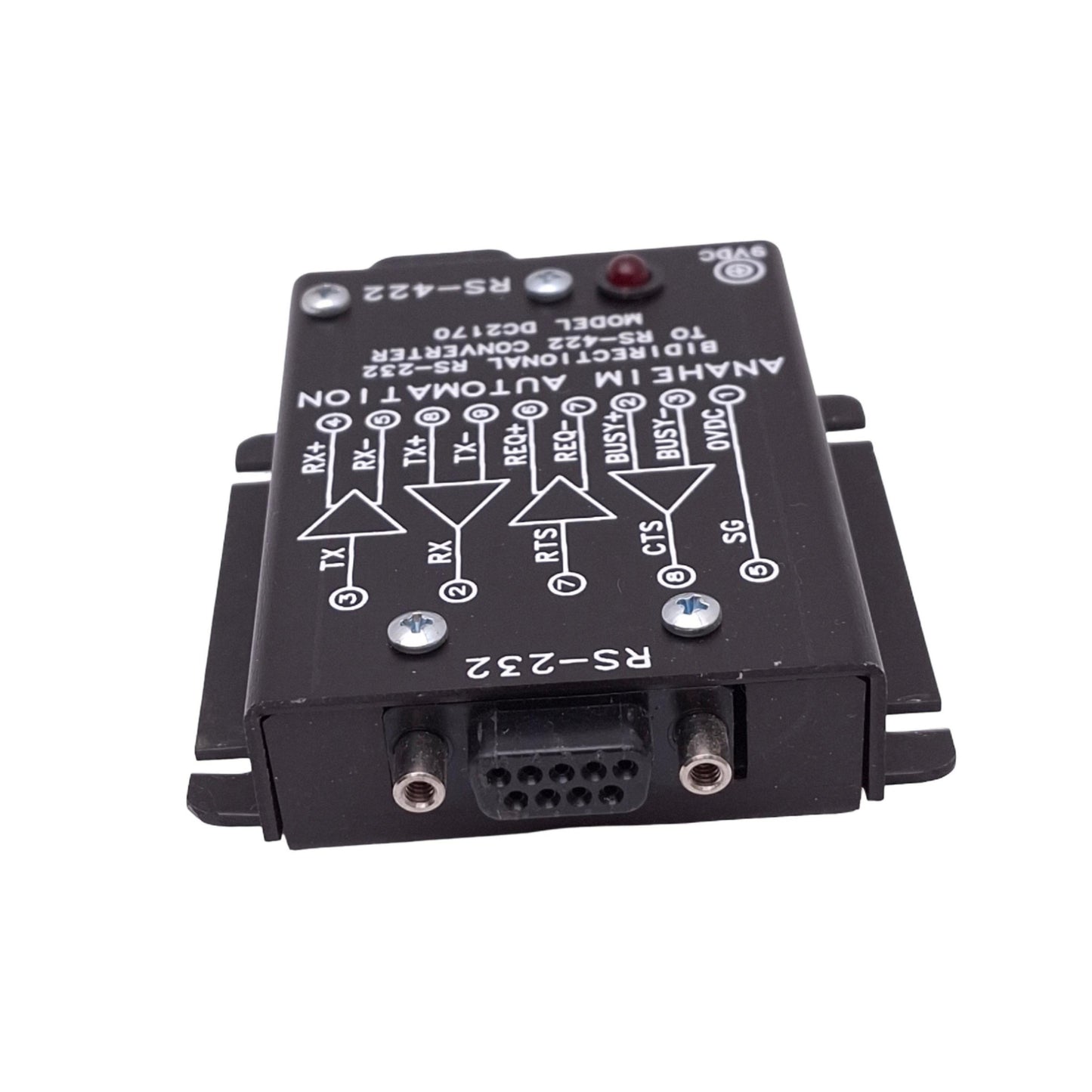 Used Anaheim Automation DC2170 Bidirectional RS-232 To RS-422 Converter, 9VDC, DB9M/F