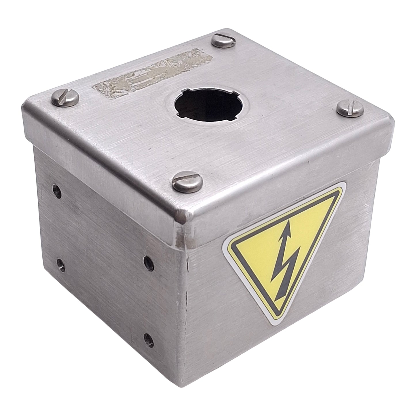 Used Hoffman E-1PGBSS Single Hole Pushbutton Enclosure, 22mm Pushbutton, Stainless