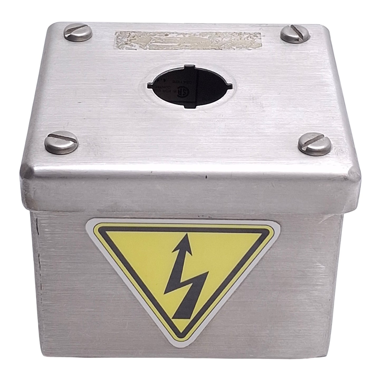 Used Hoffman E-1PGBSS Single Hole Pushbutton Enclosure, 22mm Pushbutton, Stainless