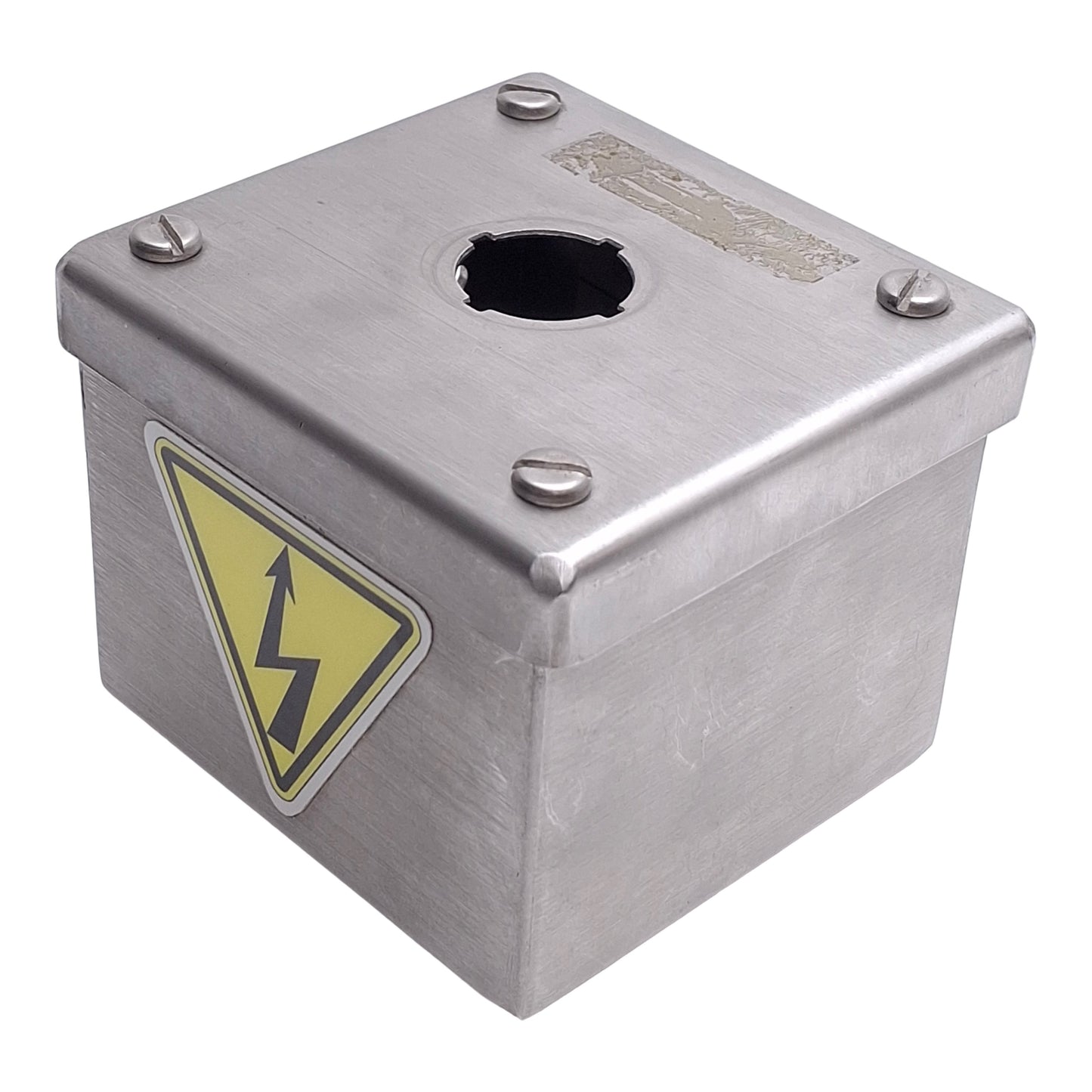 Used Hoffman E-1PGBSS Single Hole Pushbutton Enclosure, 22mm Pushbutton, Stainless