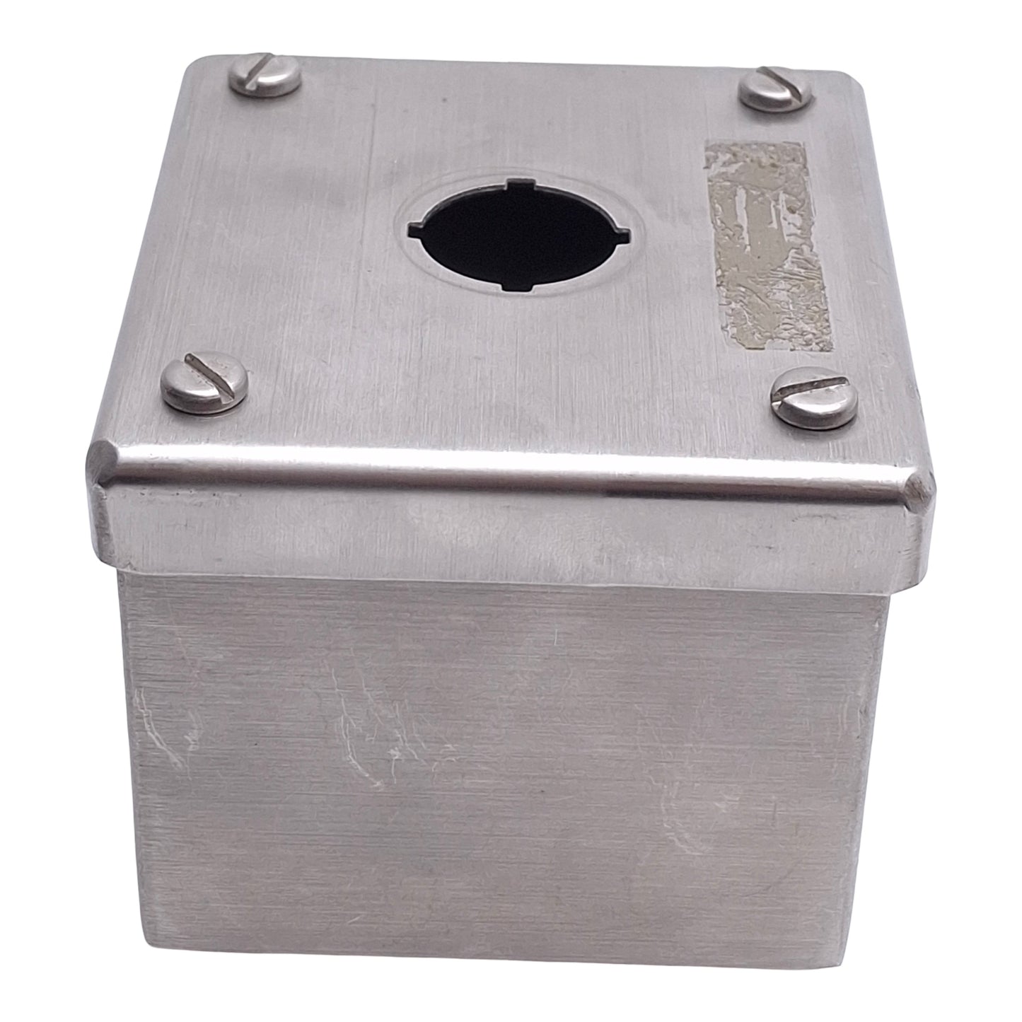 Used Hoffman E-1PGBSS Single Hole Pushbutton Enclosure, 22mm Pushbutton, Stainless