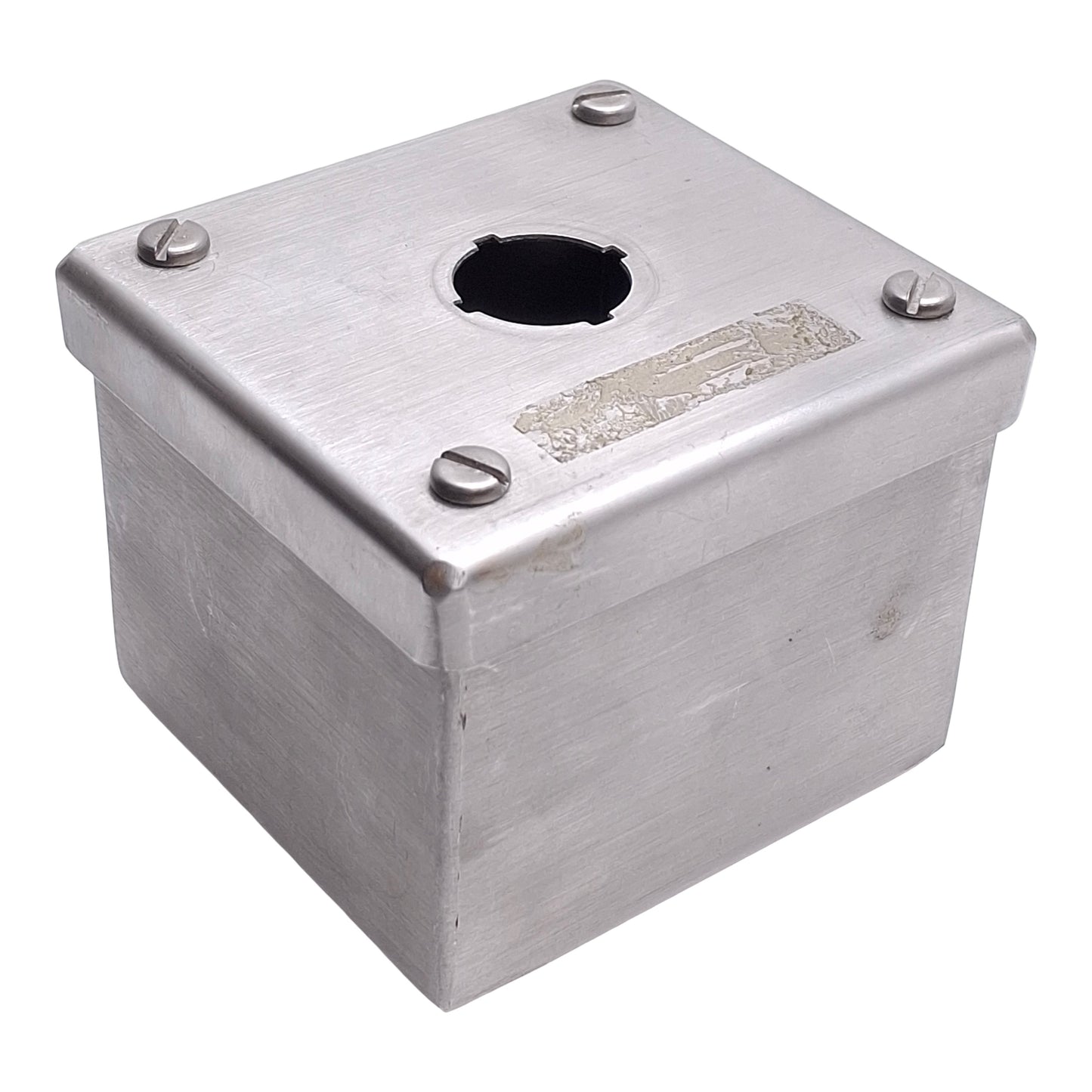 Used Hoffman E-1PGBSS Single Hole Pushbutton Enclosure, 22mm Pushbutton, Stainless