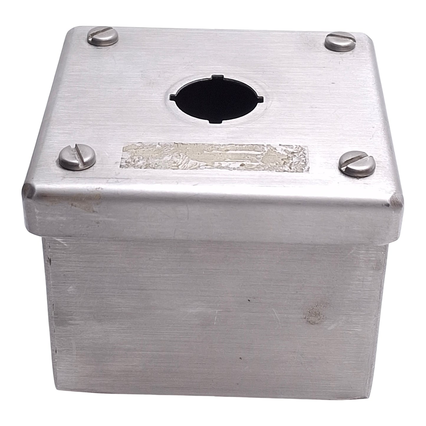 Used Hoffman E-1PGBSS Single Hole Pushbutton Enclosure, 22mm Pushbutton, Stainless