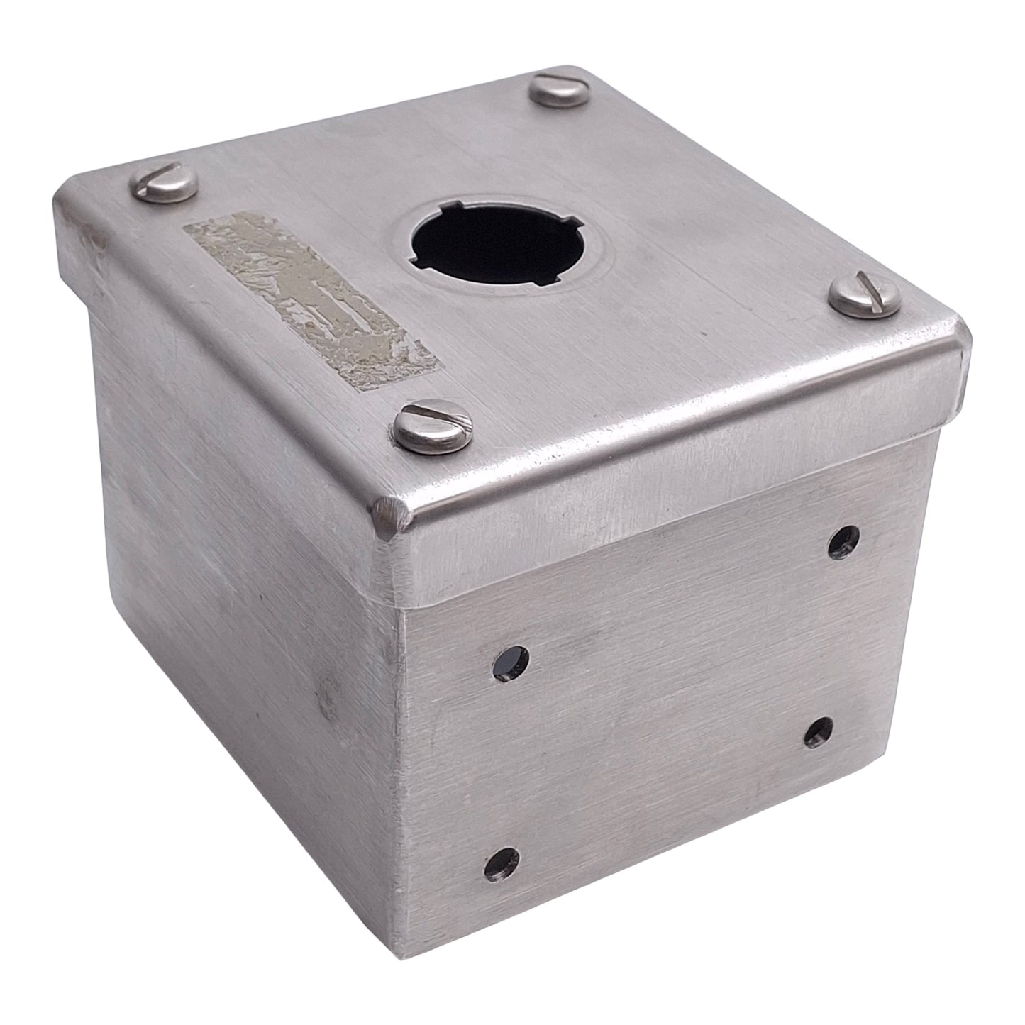 Used Hoffman E-1PGBSS Single Hole Pushbutton Enclosure, 22mm Pushbutton, Stainless